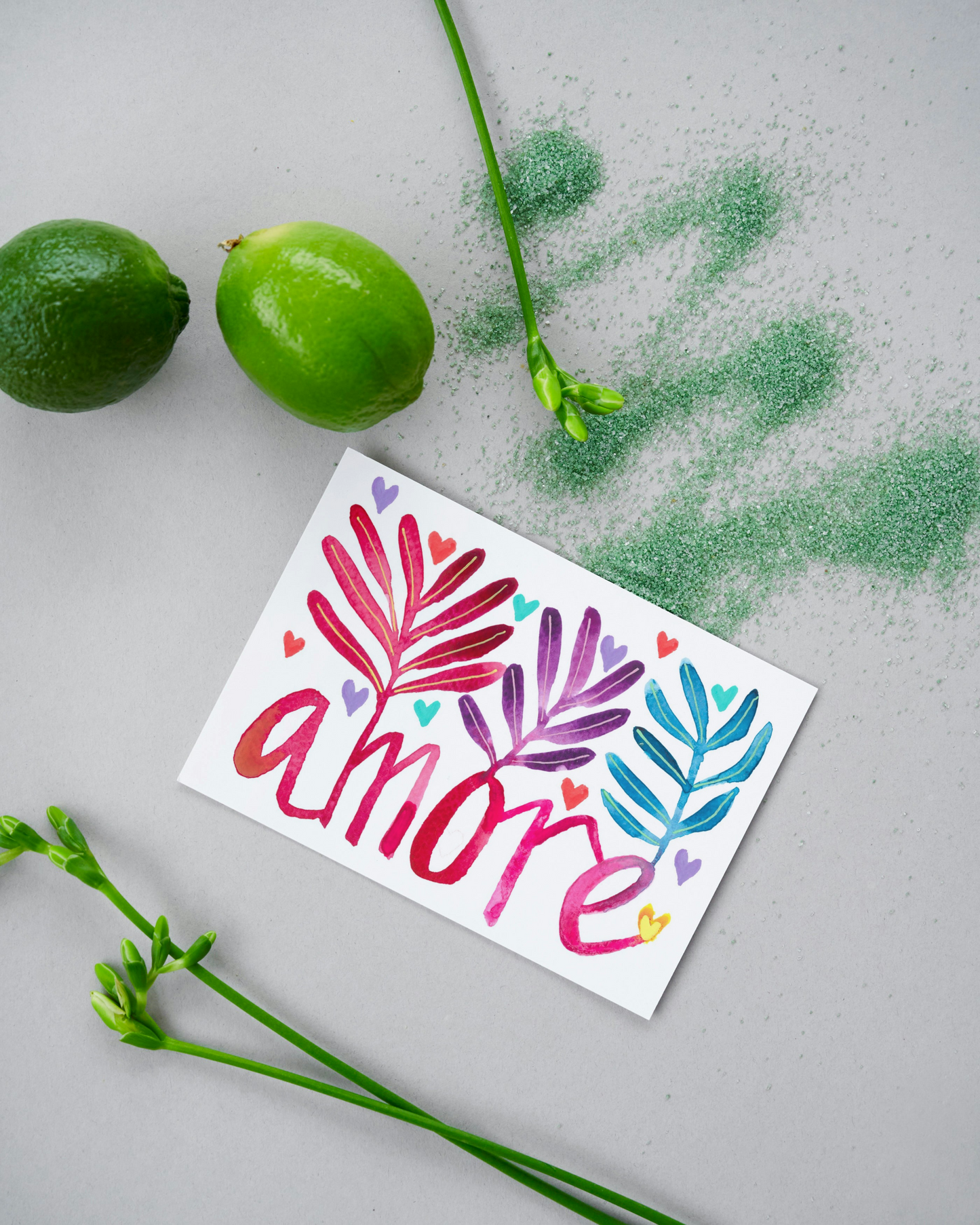 "Amore" Original Watercolour Artwork on Paper (A6: 10.5x14.8cm)