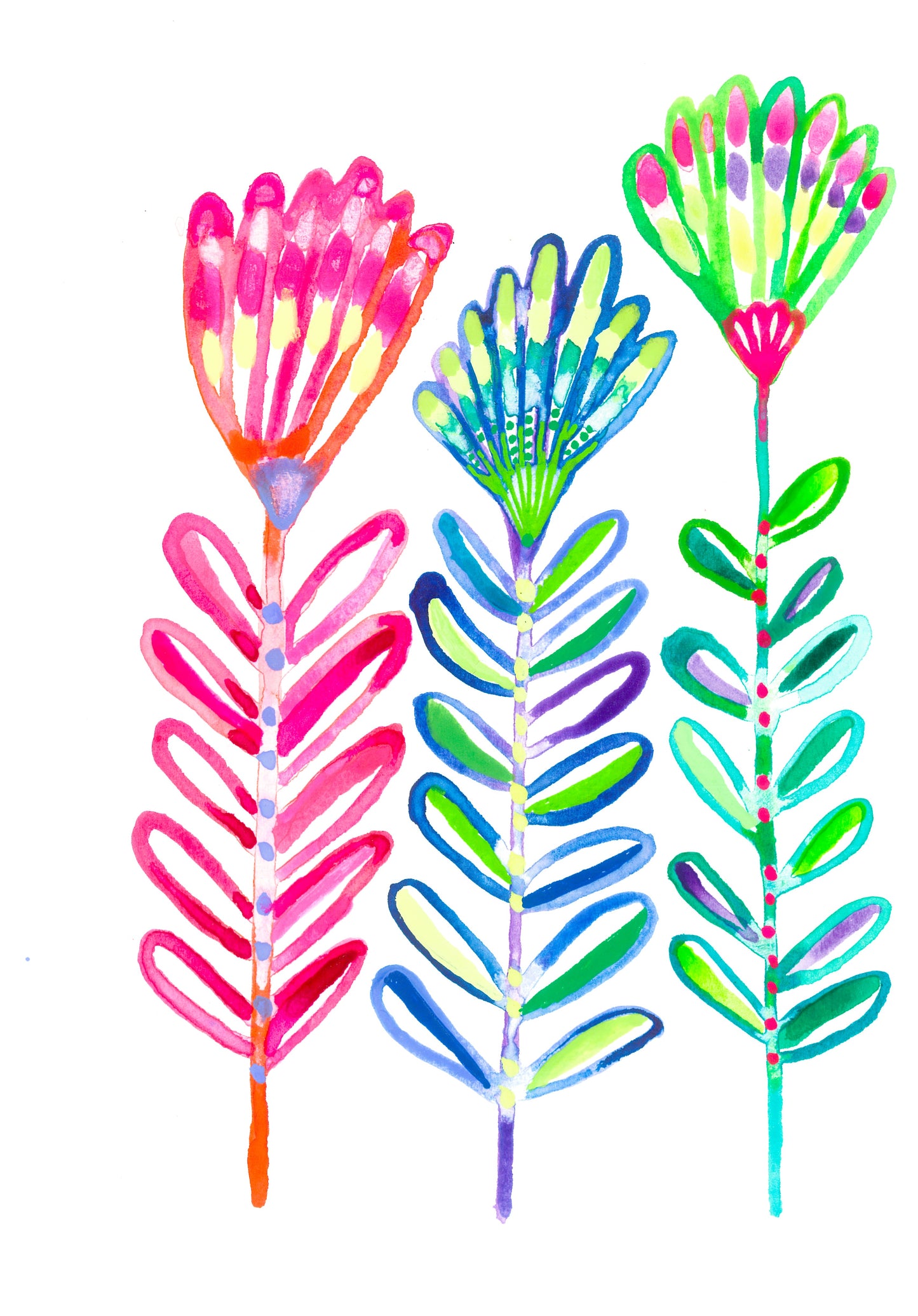 “Happy Stems" Original Watercolour Artwork on Paper (A5: 14.8x21cm)