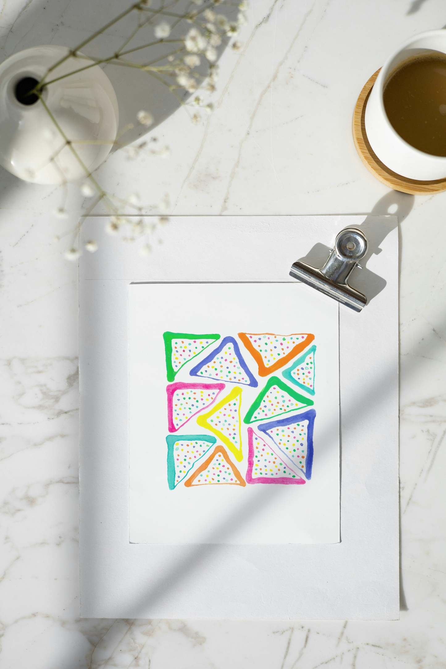 "Fairy Bread (colours)" Original Acrylic & Watercolour Artwork on Paper (Square: 21x21cm)