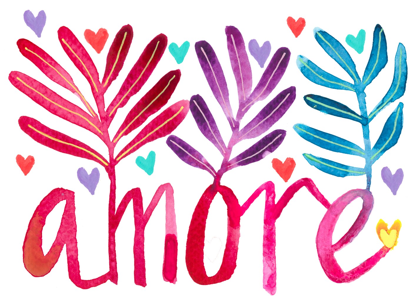"Amore" Original Watercolour Artwork on Paper (A6: 10.5x14.8cm)