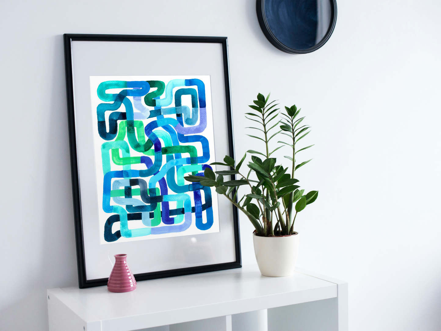 "Blue Skies" Original Acrylic & Watercolour Artwork on Paper (A4: 21x29.7 cm)