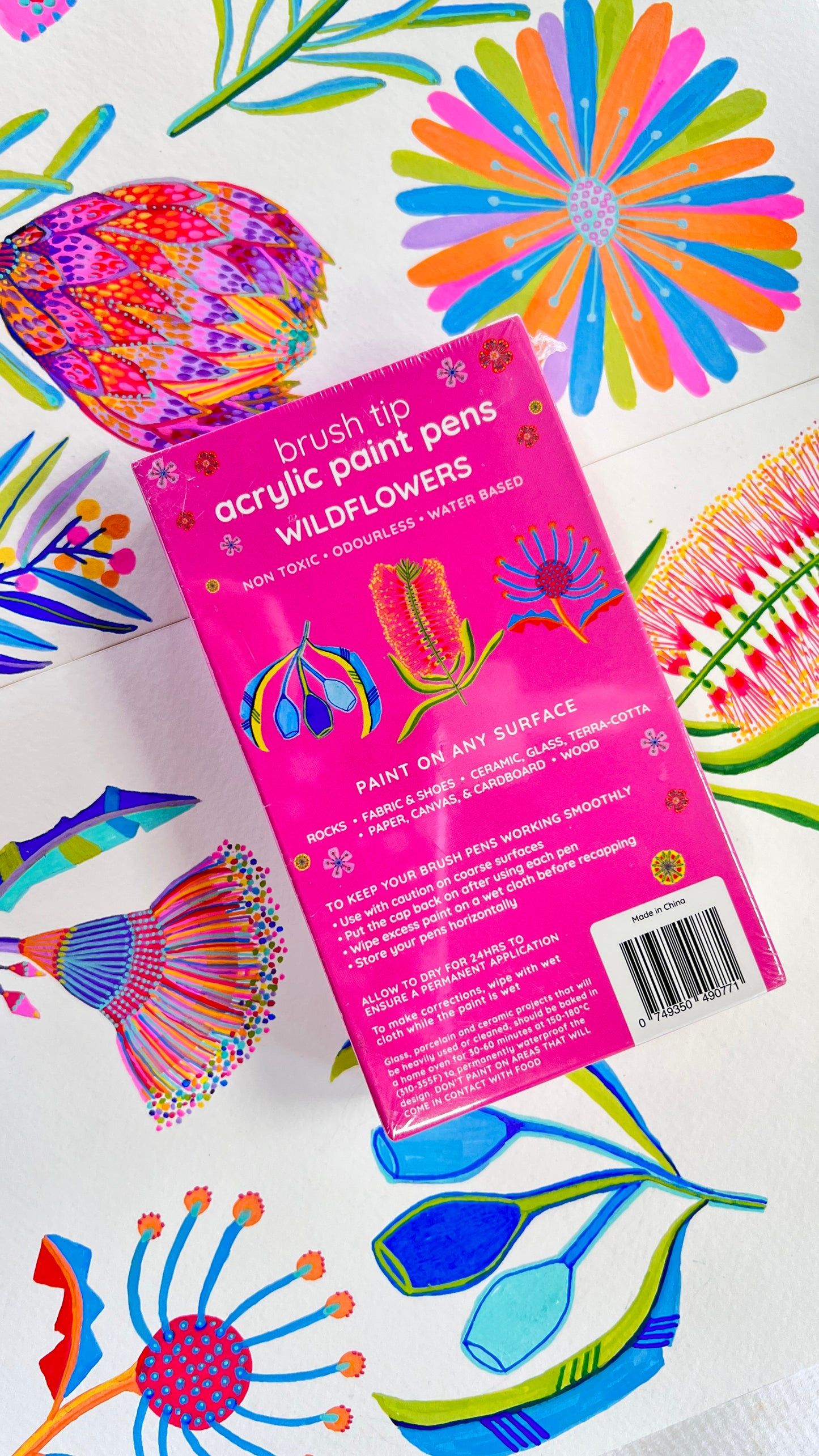 LIFE OF COLOUR collab Wildflowers Brush Tip Acrylic Paint Pens - Set of 12