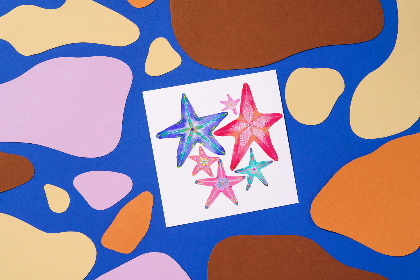 "Starfish" Original Watercolour Artwork on Paper (Square 20.5x20.5cm)