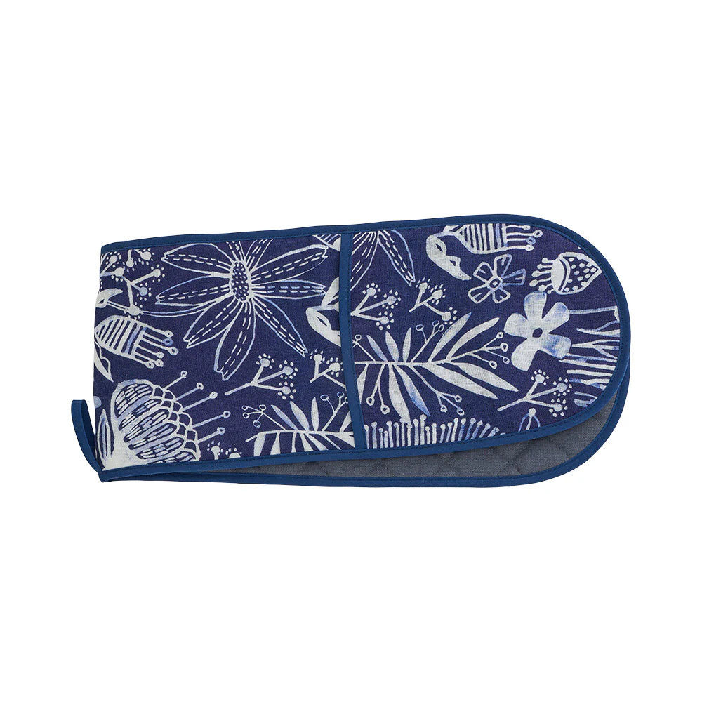 Annabel Trends X Lordy Dordie Double Oven Mitt - Linen - Navy Natives