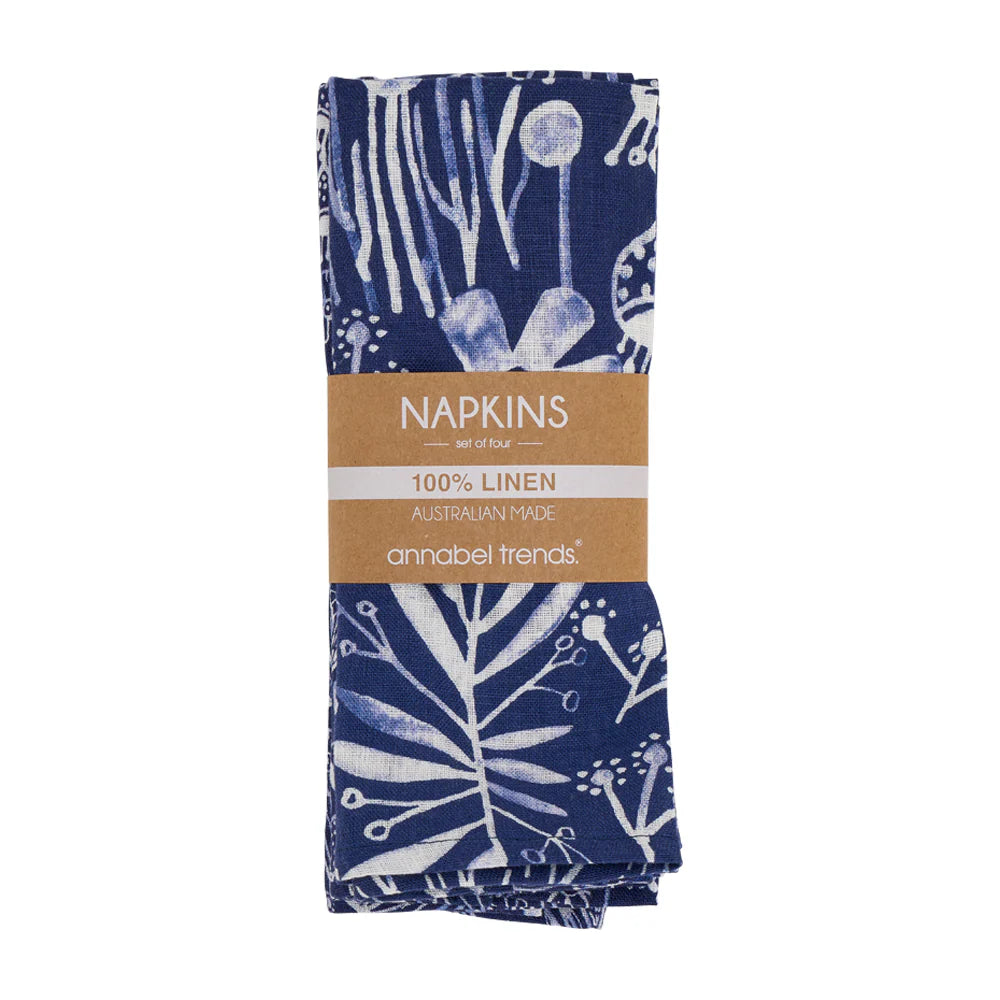 Annabel Trends X Lordy Dordie Napkin Set - Linen - Navy Natives