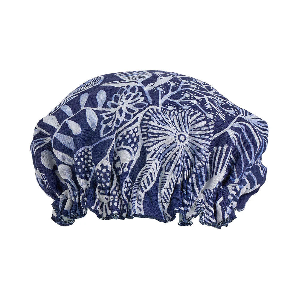 Annabel Trends X Lordy Dordie Shower Cap - Linen - Navy Natives