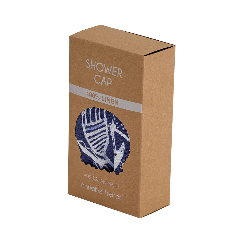 Annabel Trends X Lordy Dordie Shower Cap - Linen - Navy Natives