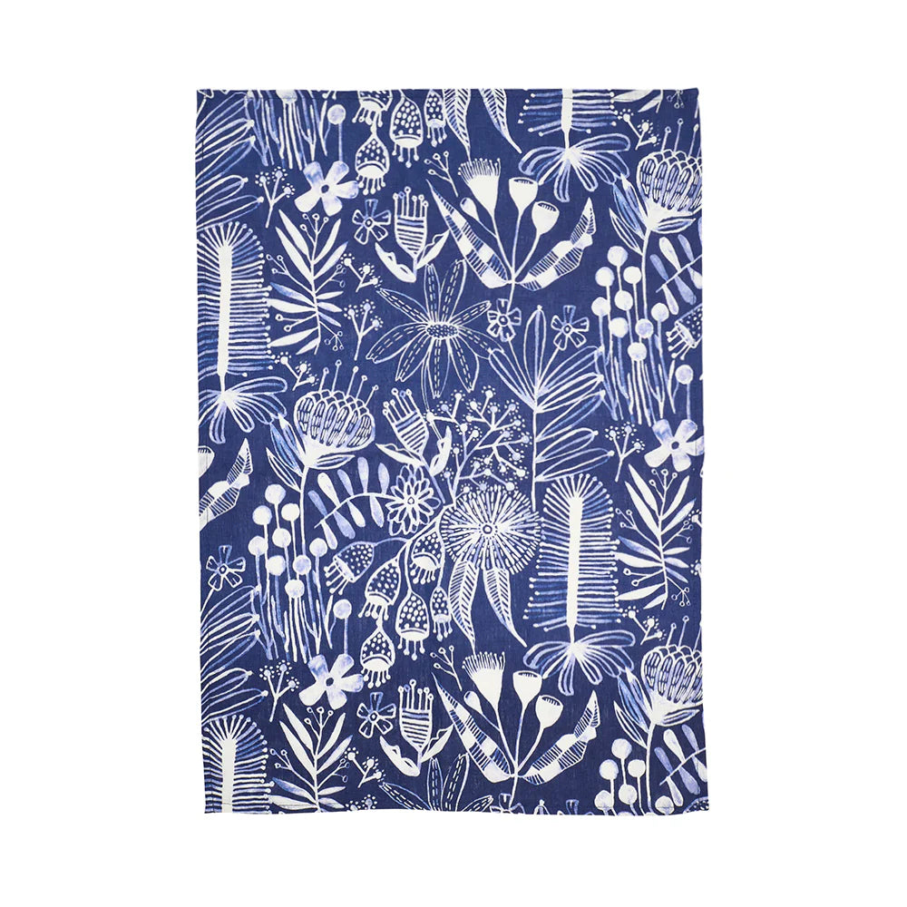 Annabel Trends X Lordy Dordie Tea Towel - Linen - Navy Natives