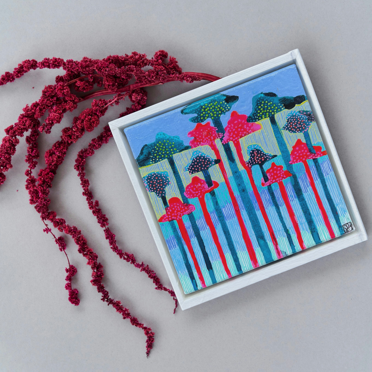 "Treetops" Wall Art - Original Small Acrylic Canvas Painting | Buy Canvas Paintings Online