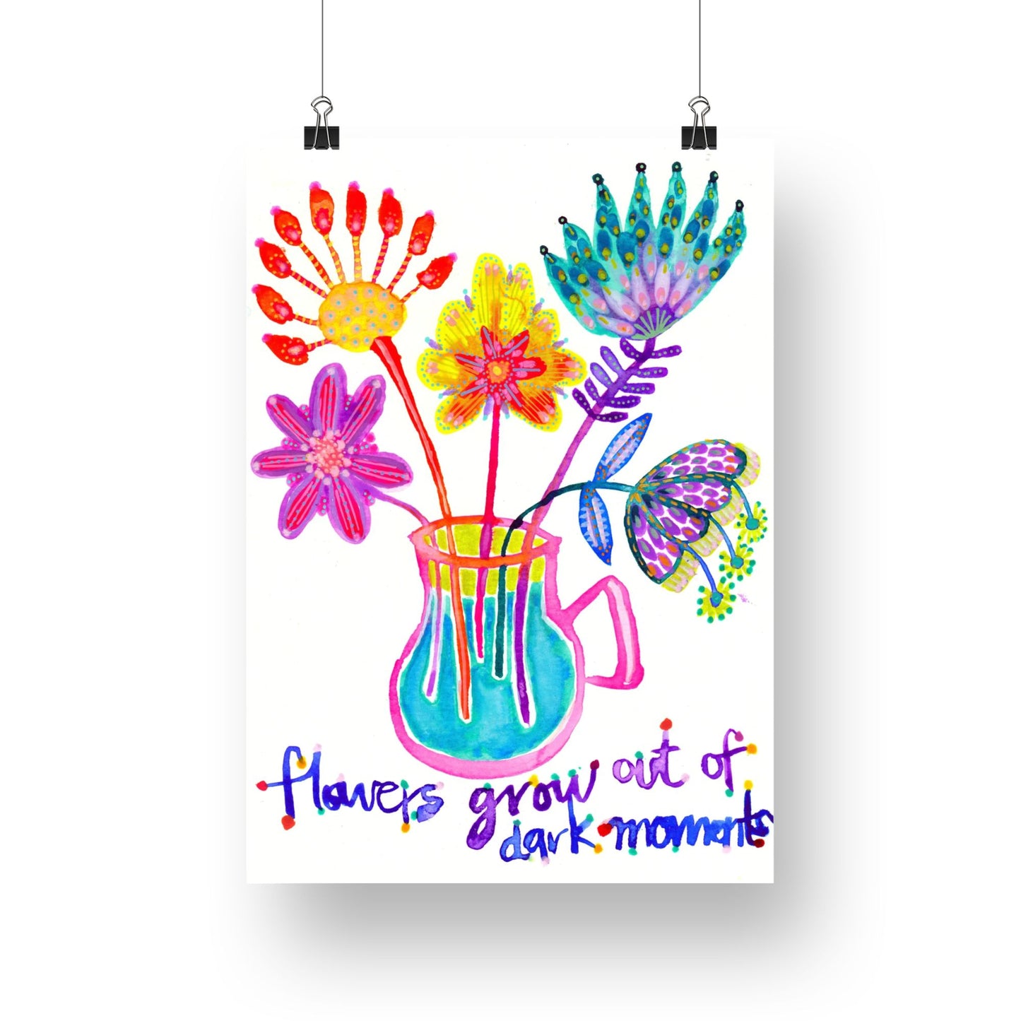“Flowers Grow out of Dark Moments" Original Watercolour Artwork on Paper (A5: 14.8x21cm) (Copy)