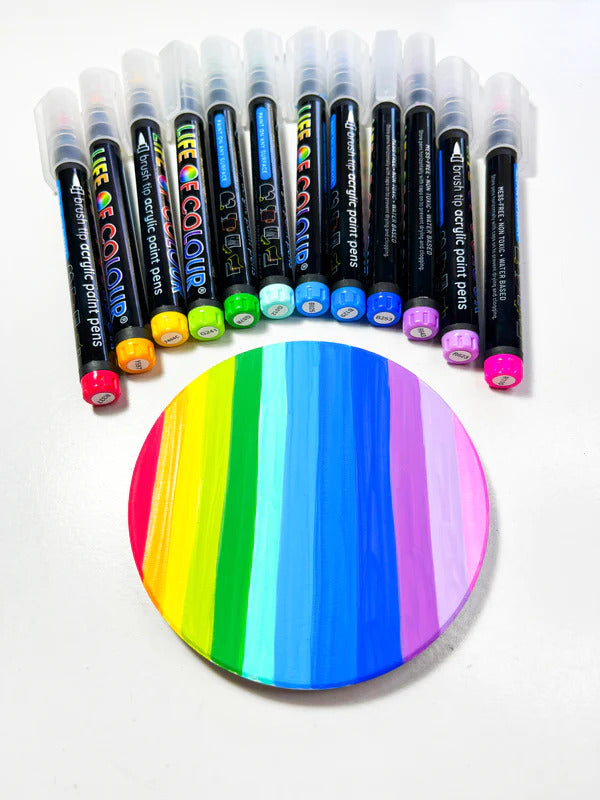 LIFE OF COLOUR collab Wildflowers Brush Tip Acrylic Paint Pens - Set of 12