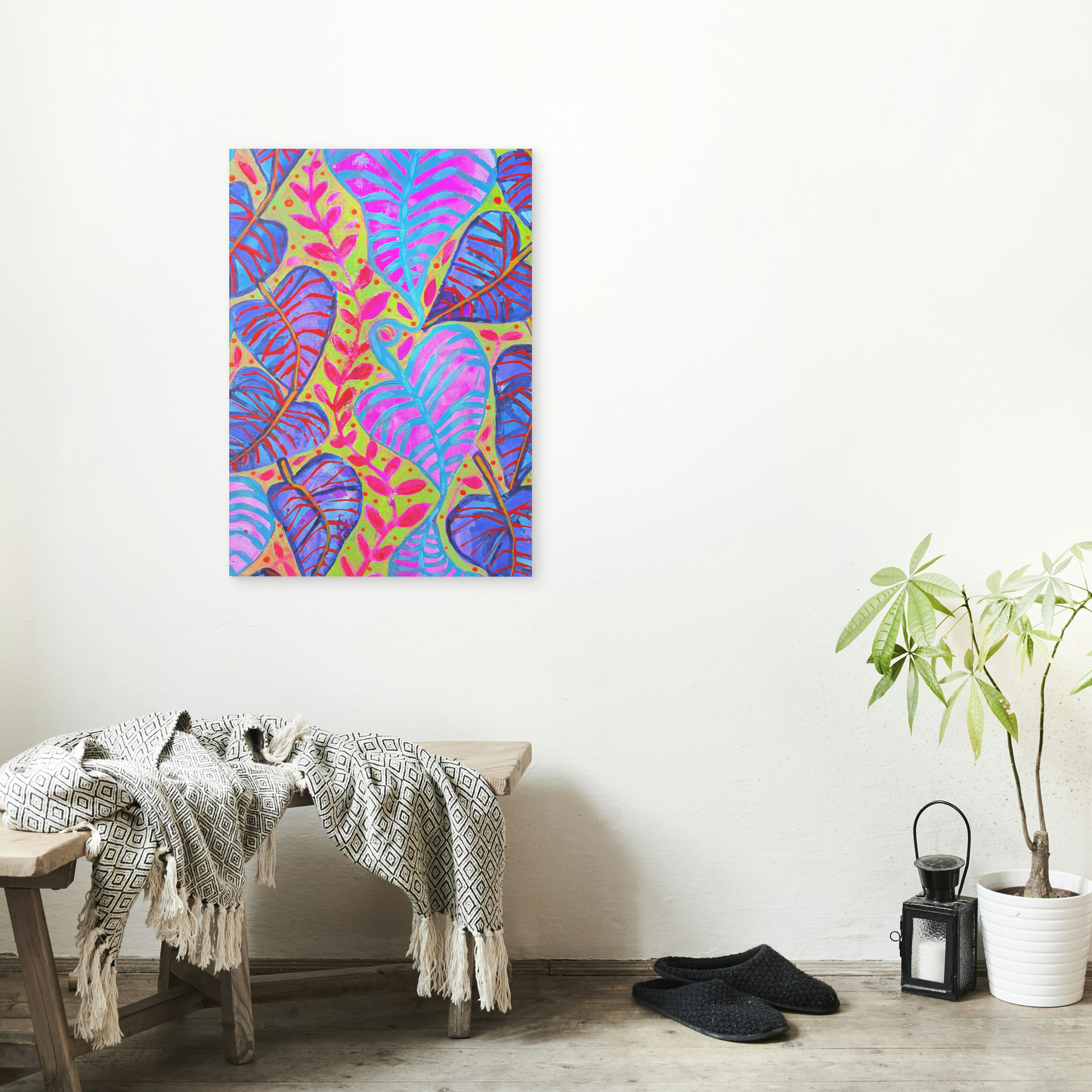 "Tropical Daydream" Wall Art - Original Acrylic Canvas Painting 2 of 3 (40cm wide X 55cm)