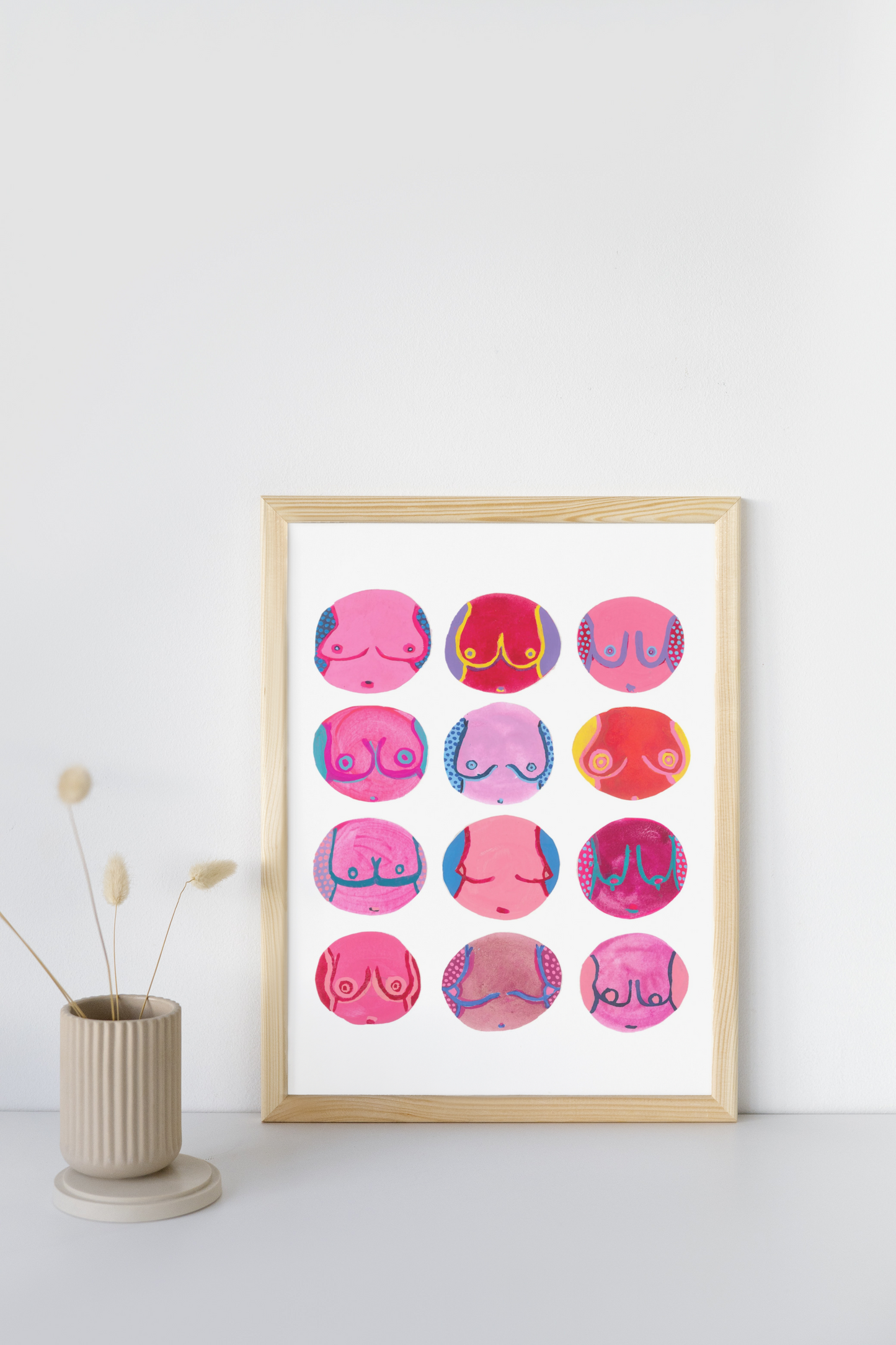 "Breast Friends" Original Acrylic Artwork on Paper (A4: 21x29.7 cm)