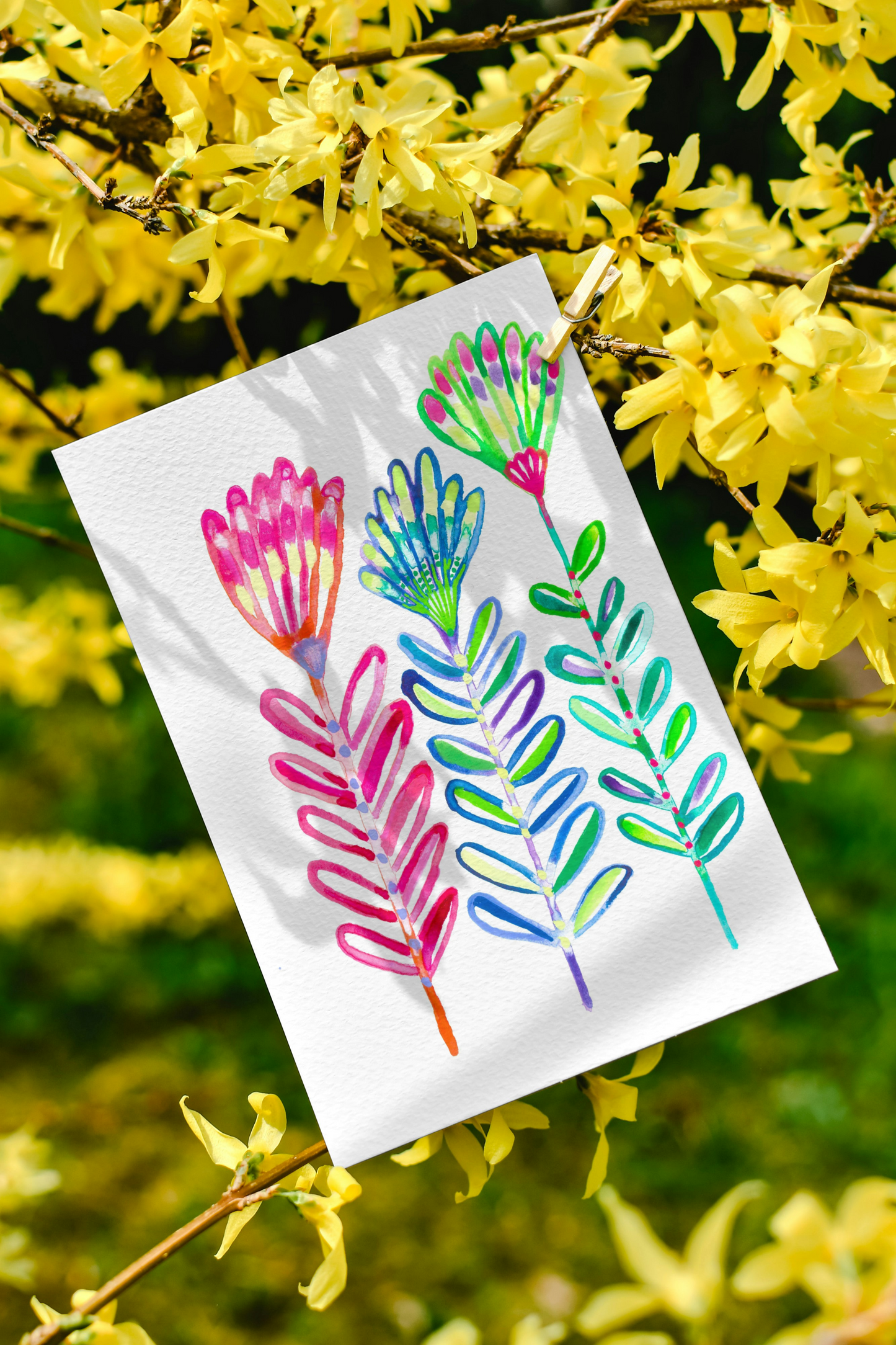 “Happy Stems" Original Watercolour Artwork on Paper (A5: 14.8x21cm)