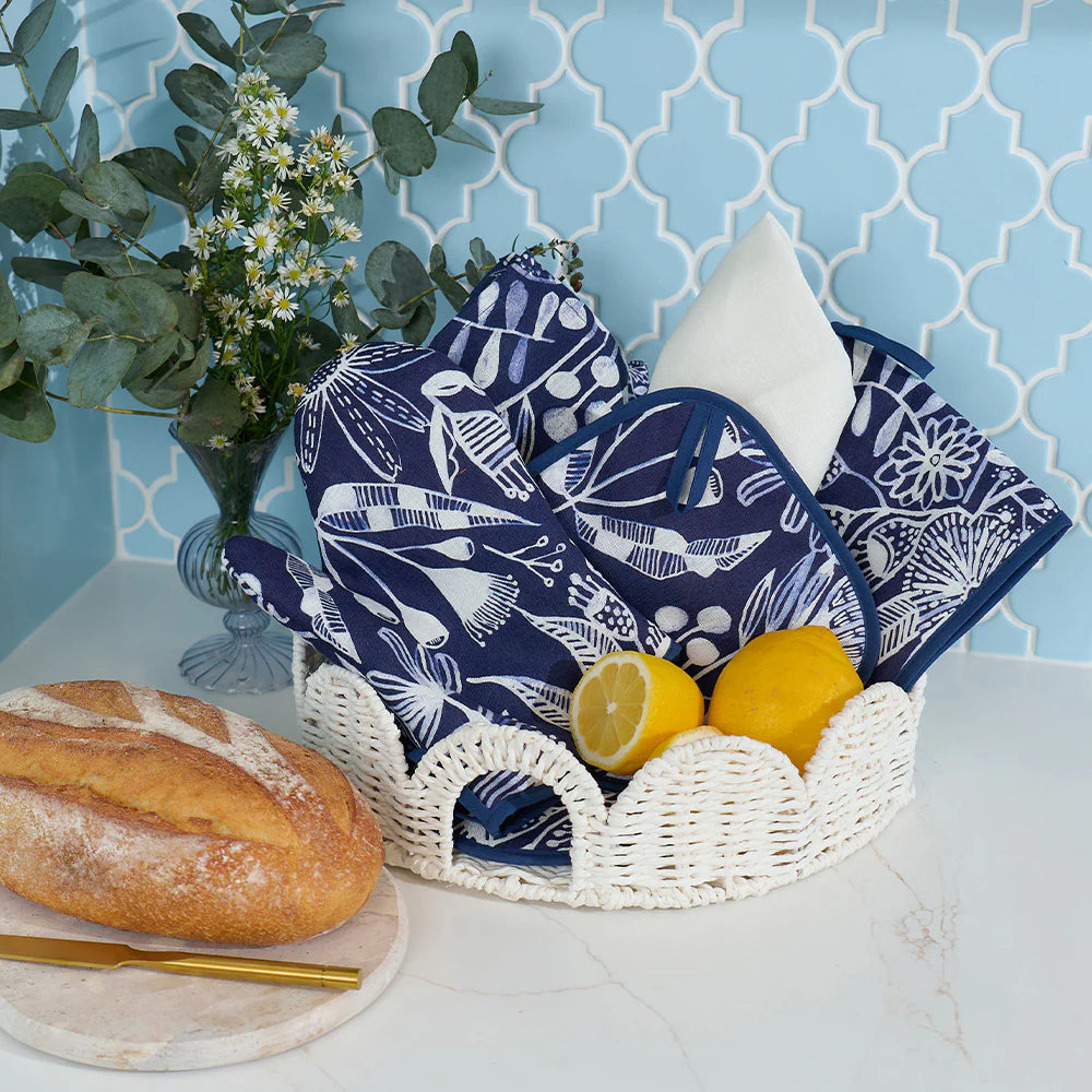Annabel Trends X Lordy Dordie Tea Towel - Linen - Navy Natives