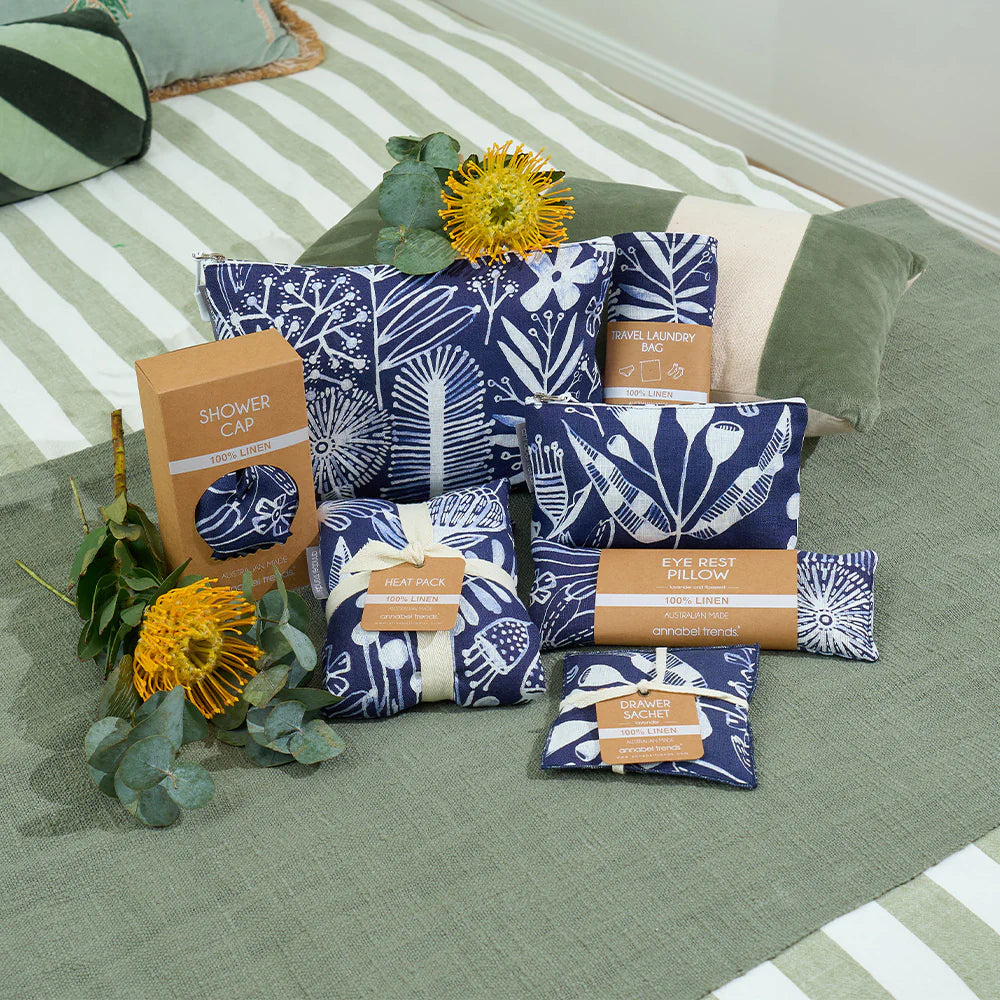 Annabel Trends X Lordy Dordie Cosmetic Bag - Linen - Navy Natives
