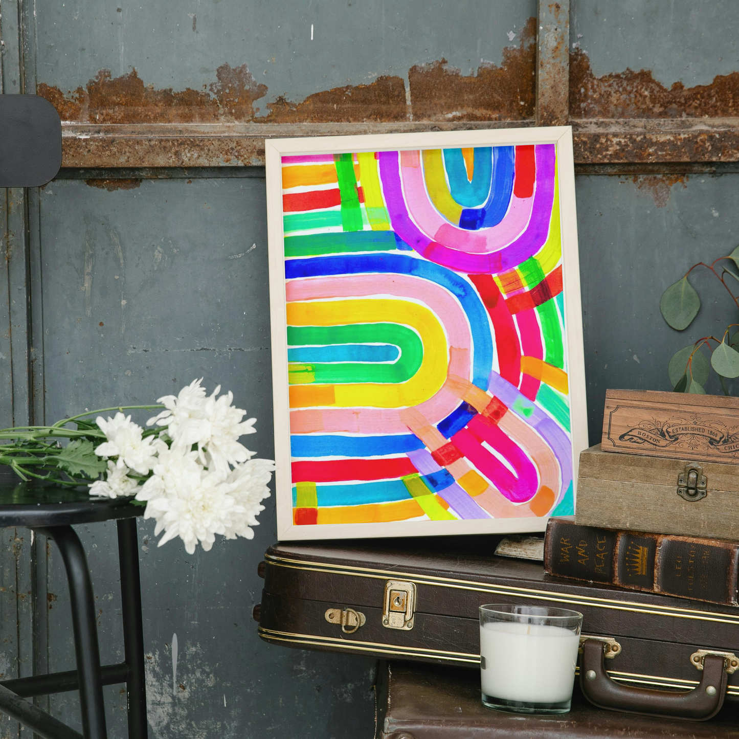 "Chasing Rainbows 2" Original Acrylic Artwork on Paper (A4: 21x29.7 cm) | Acrylic Artwork Online