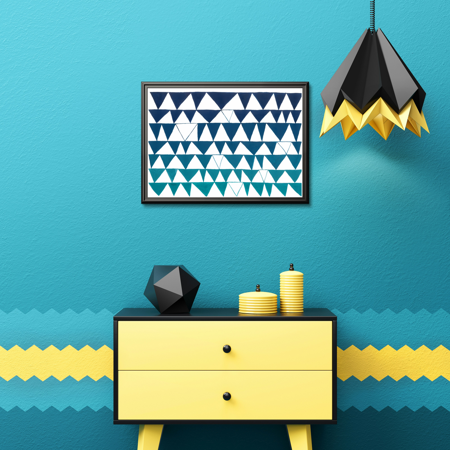"Geo Triangles" Original Acrylic Artwork on Paper (A3: 29.7x42 cm)