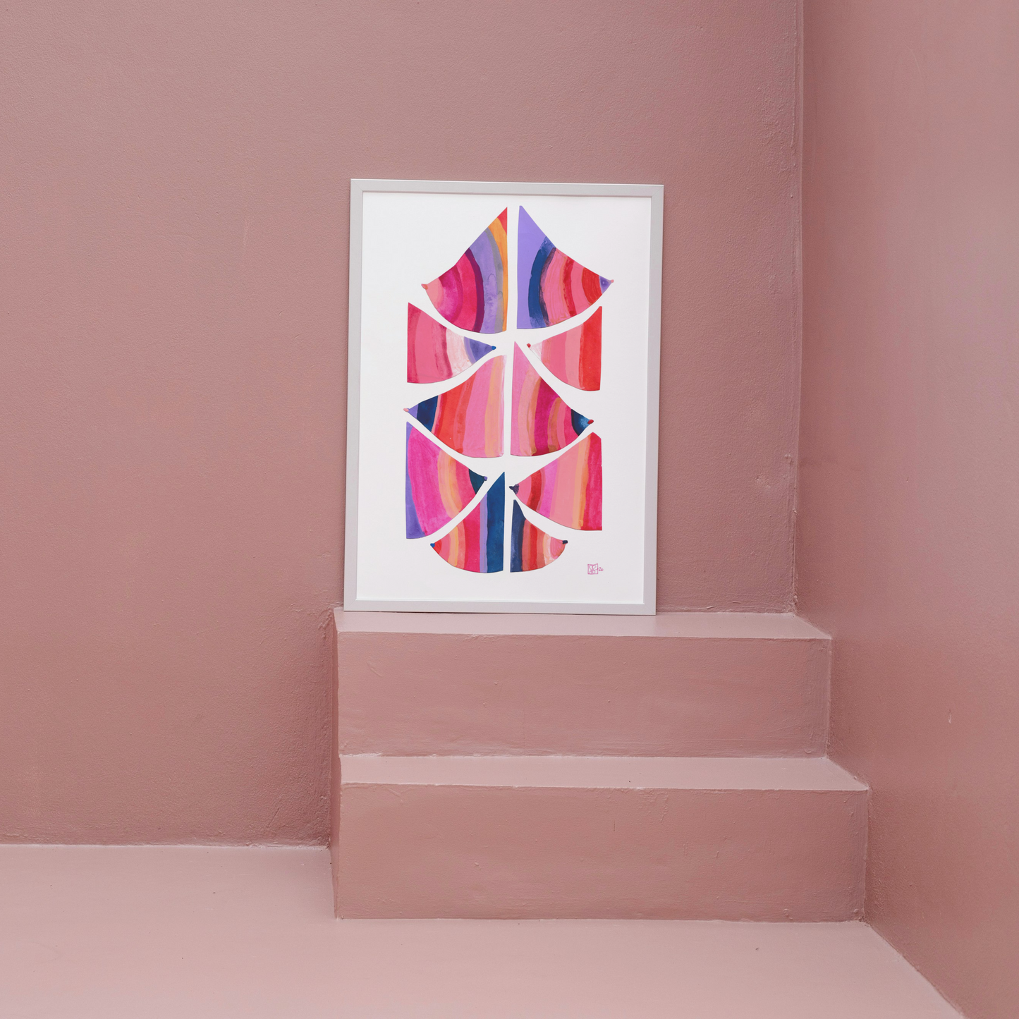 "Colourful Curves" Original Acrylic Artwork on Paper (A4: 21x29.7 cm)