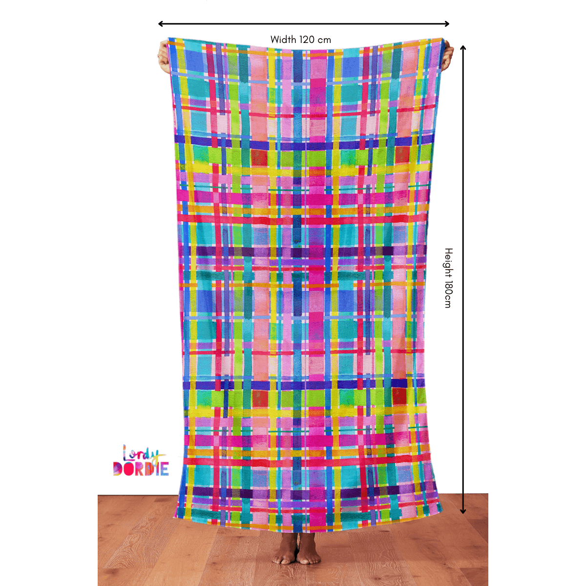 Rainbow Gingham - BEACH WRAP / SCARF - Lordy Dordie Art