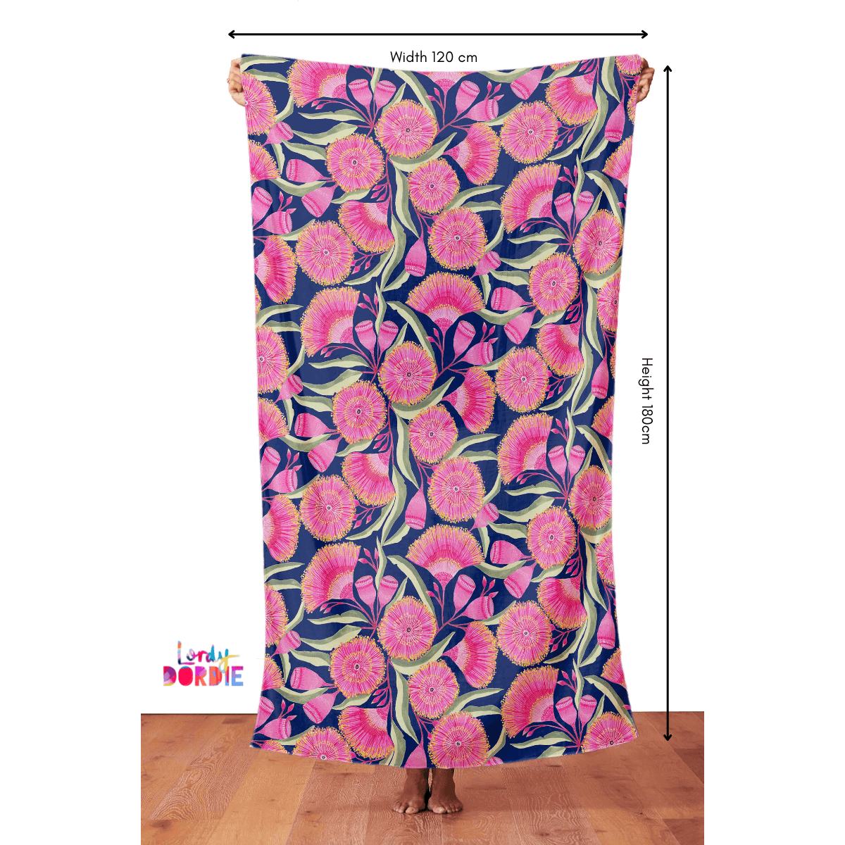 Gum Blossoms (Navy) - BEACH WRAP / SCARF - Lordy Dordie Art