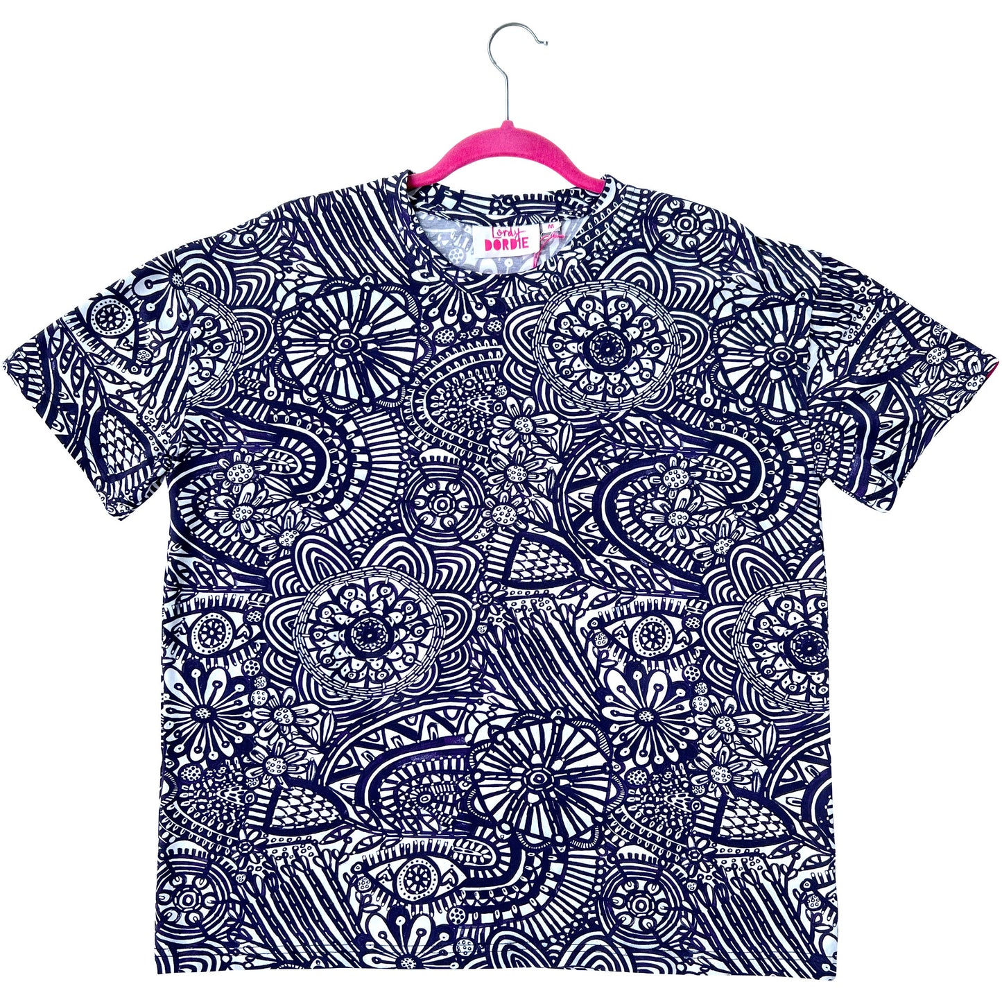 Blue Floral Bold Womens Tops & Tees | Lordy Dordie Australian Artist