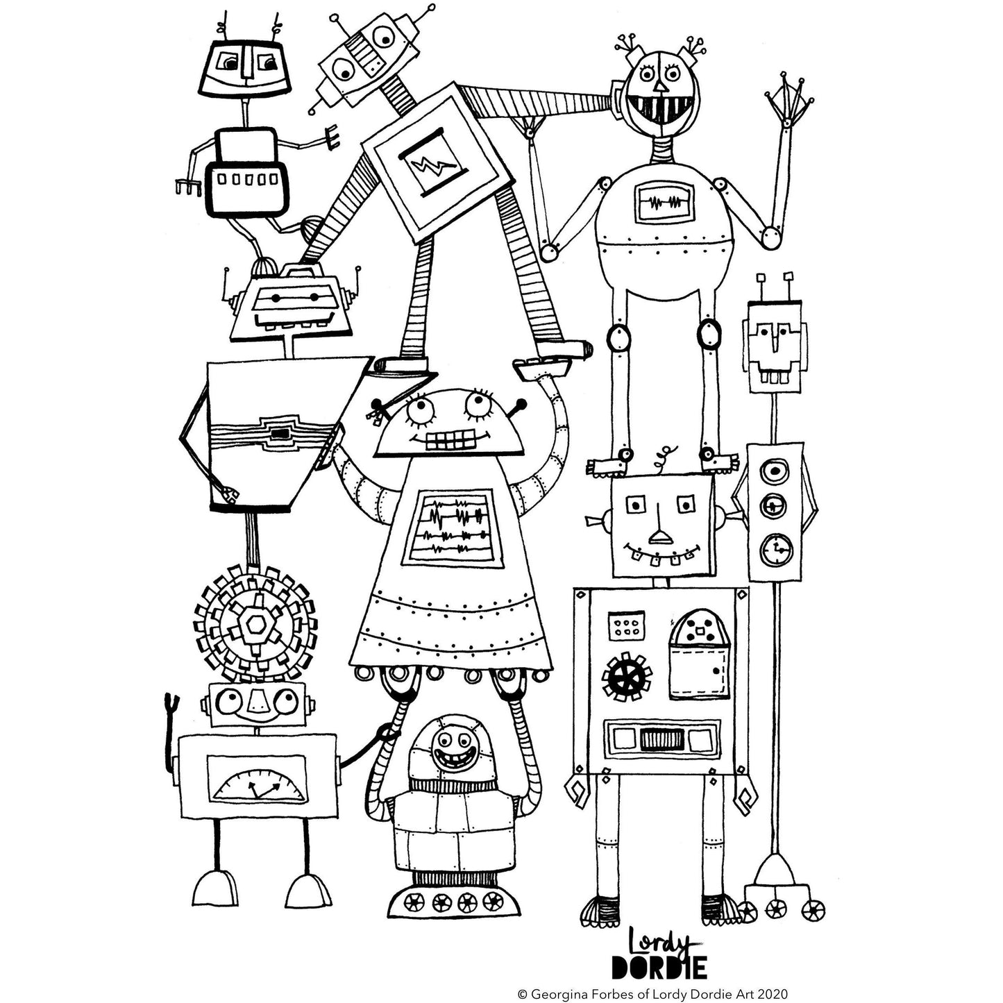 Nuts & Bolts - FREE A4 Colouring In Sheet PDF - Lordy Dordie Art