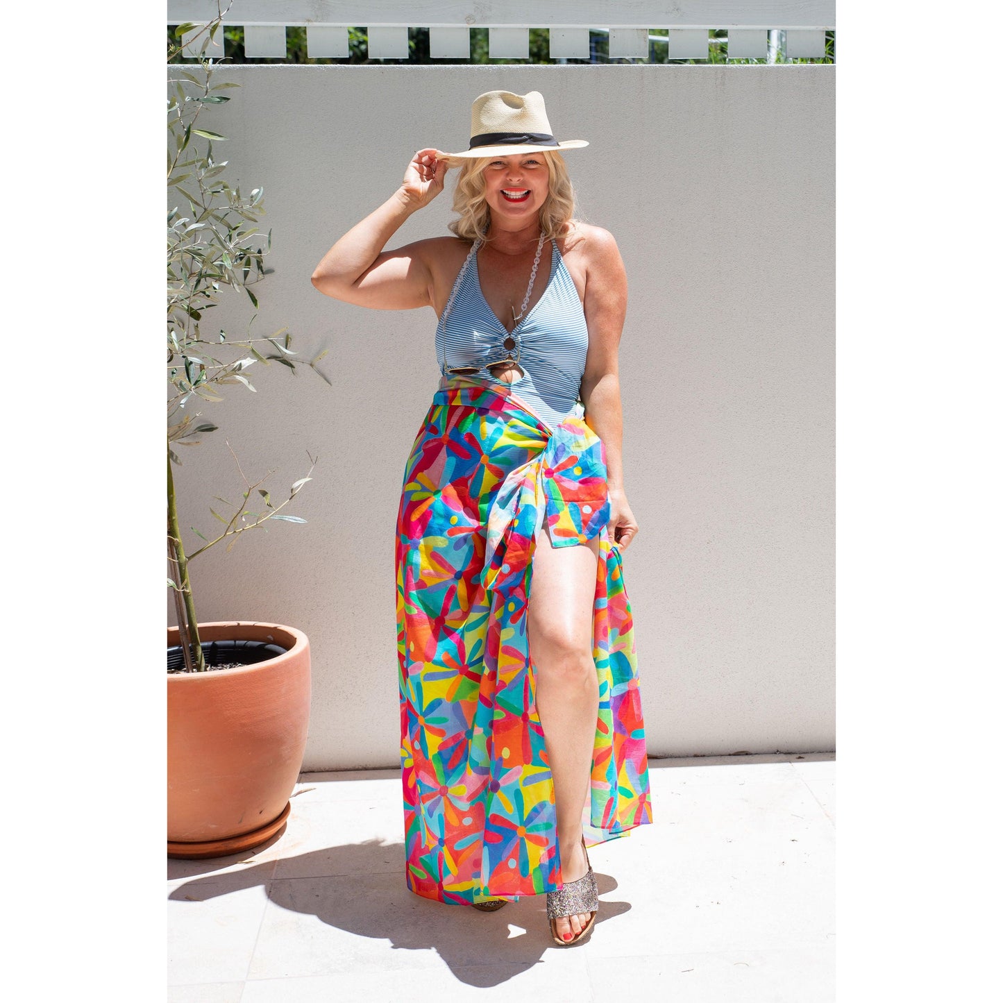 Rainbow Daisies - BEACH WRAP / SCARF - Lordy Dordie Art
