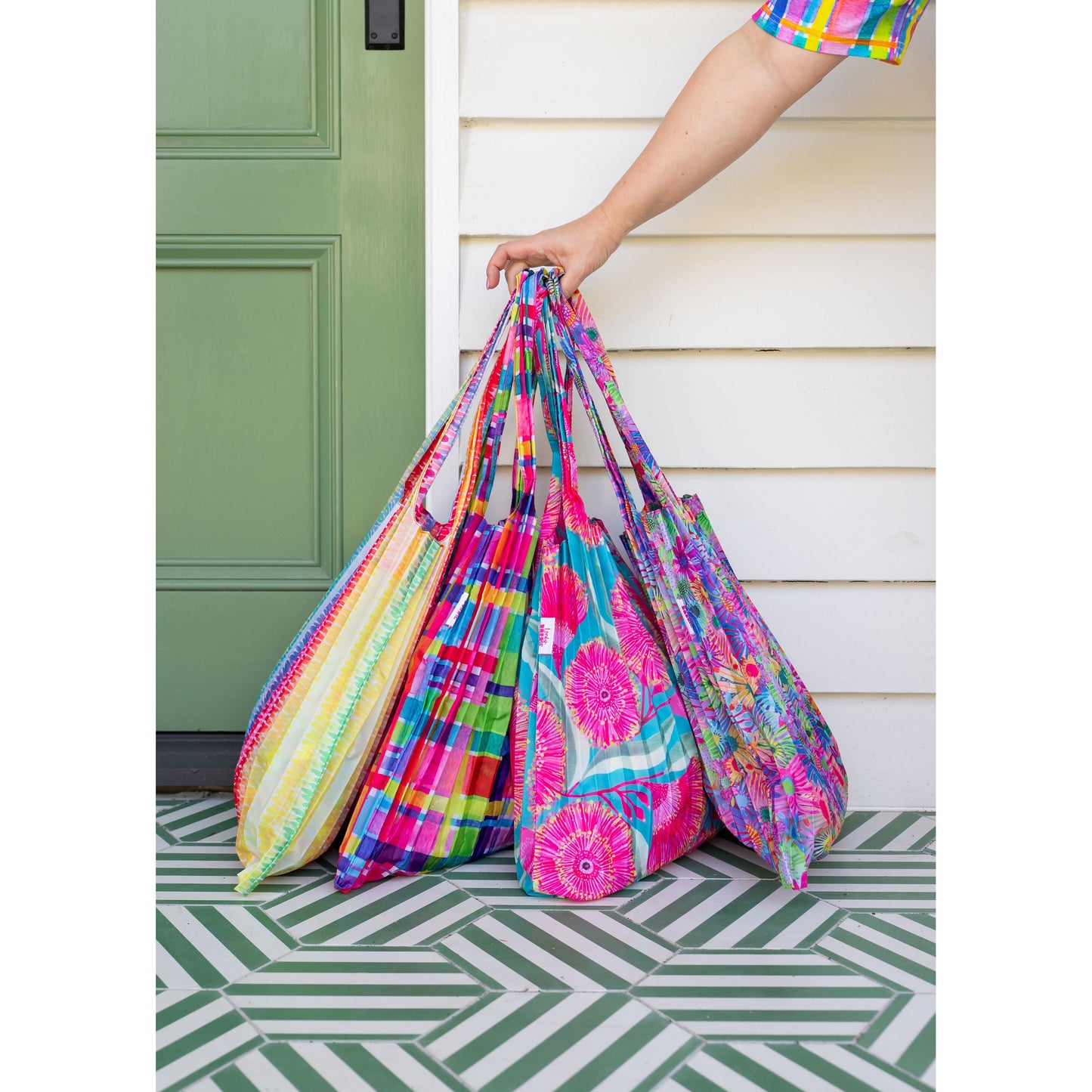 Concertina Pleat Bag - Rainbow Gingham - Lordy Dordie Art