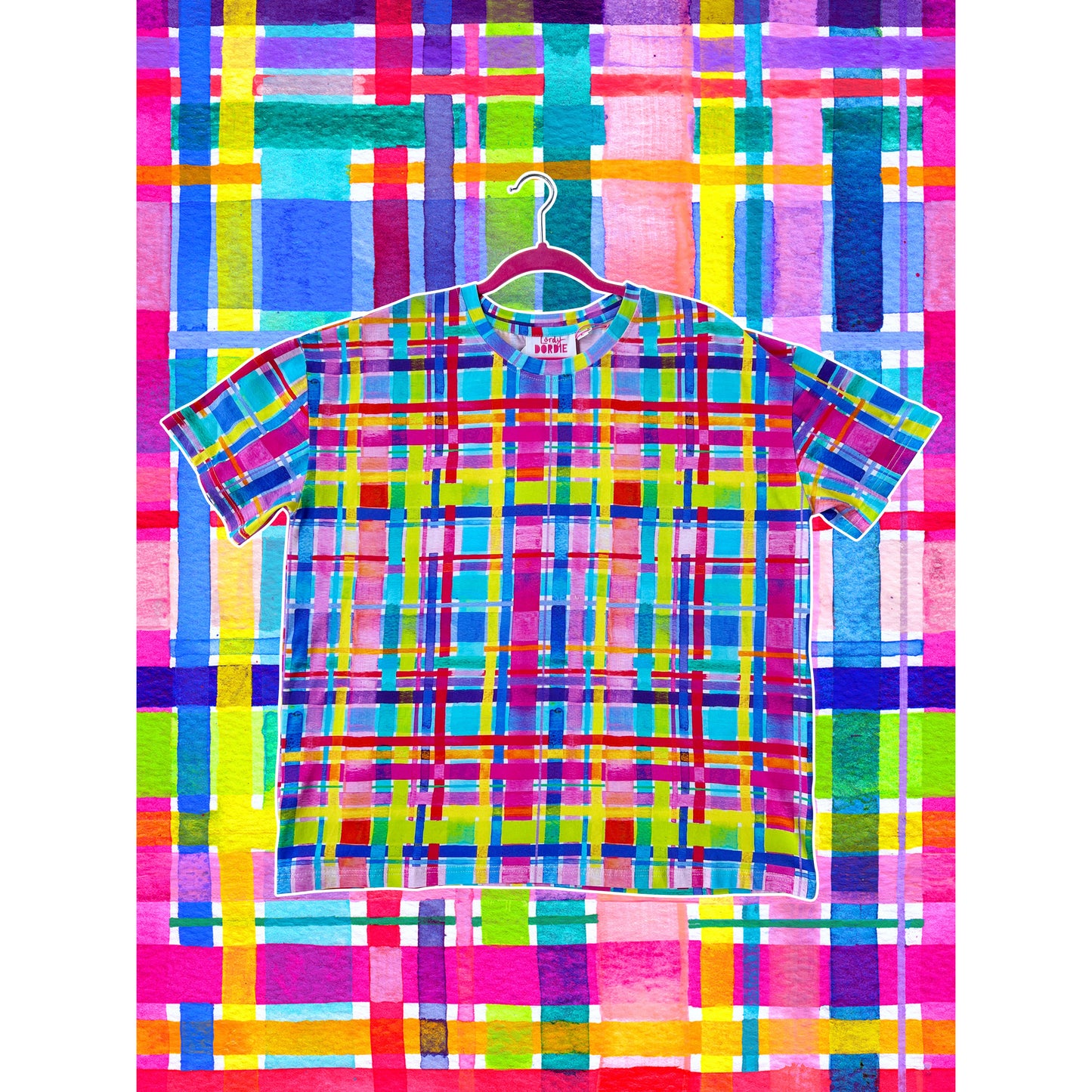 Rainbow Gingham Bright Colourful Tee, Top, T-shirt Tank Top |  Lordy Dordie Art