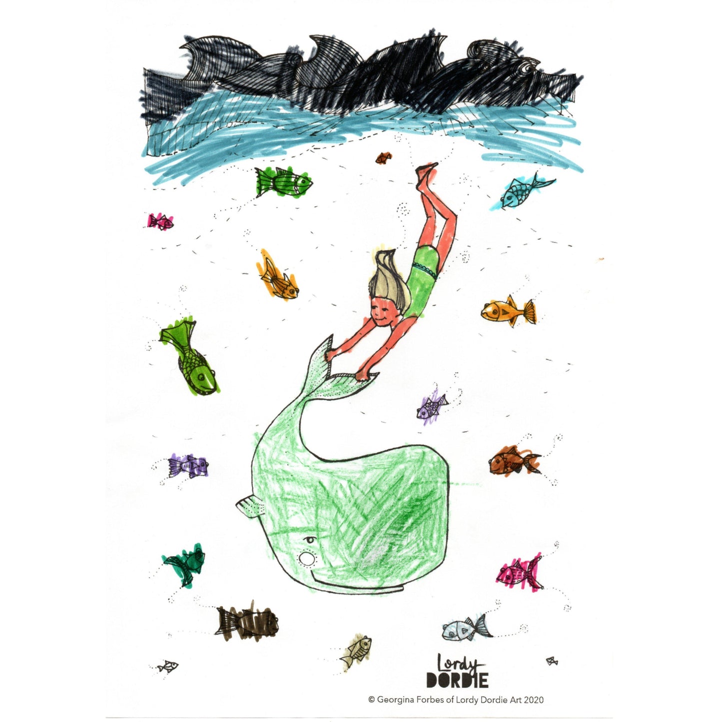Underwater Adventures - FREE  A4 Colouring In Sheet PDF - Lordy Dordie Art