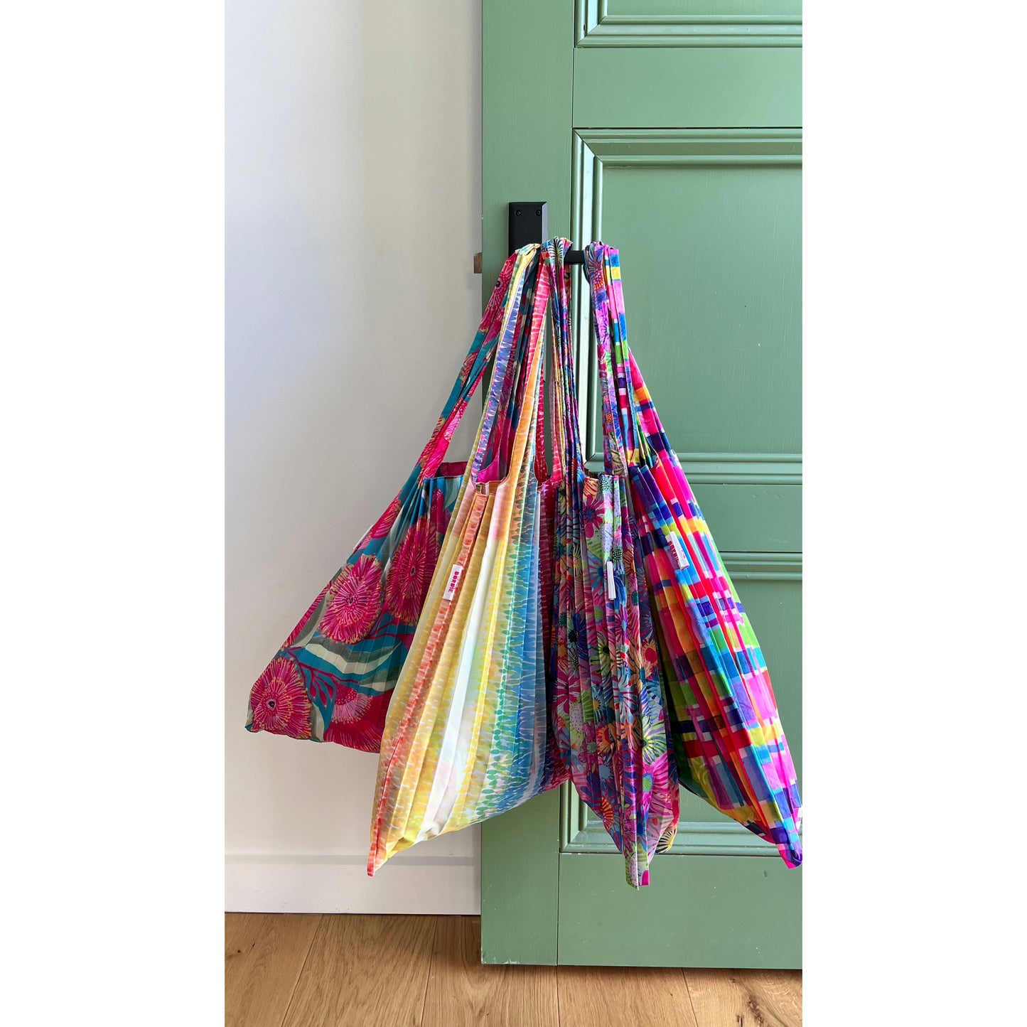 Concertina Pleat Bag - Rainbow Gingham - Lordy Dordie Art