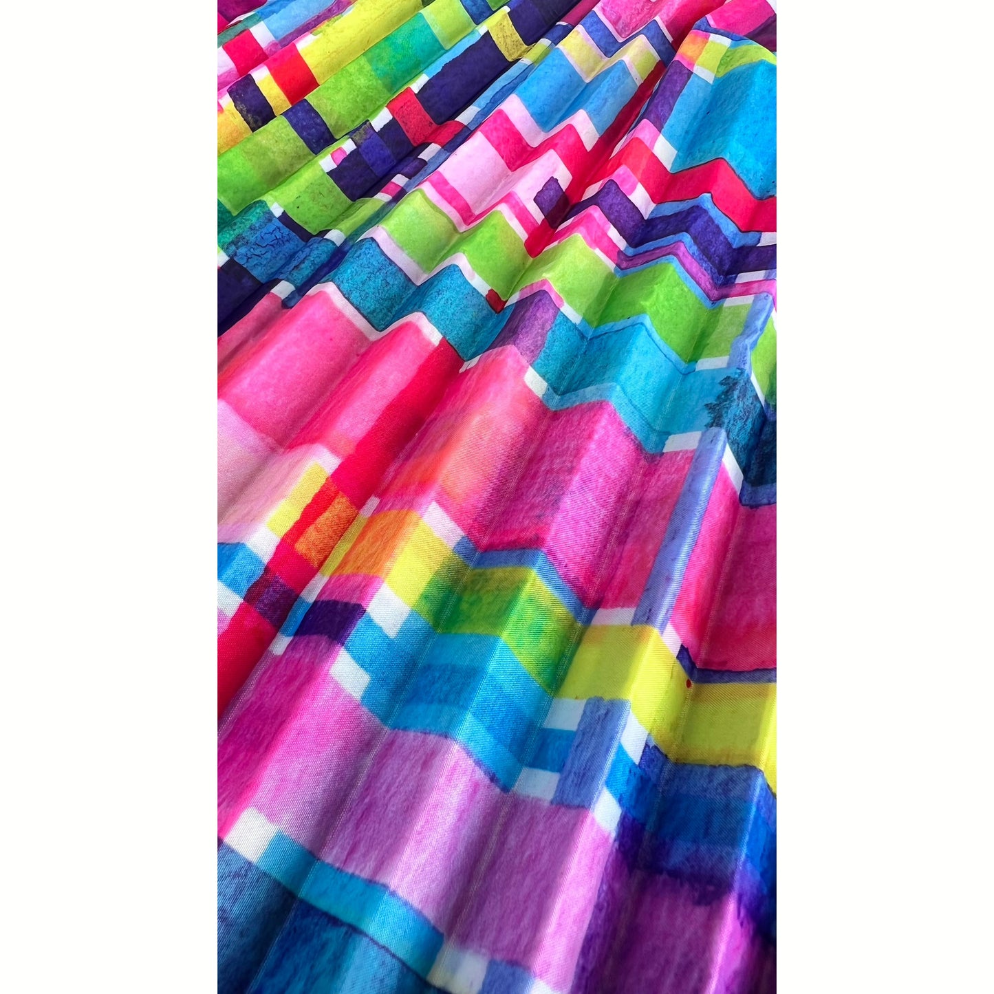 Concertina Pleat Bag - Rainbow Gingham - Lordy Dordie Art