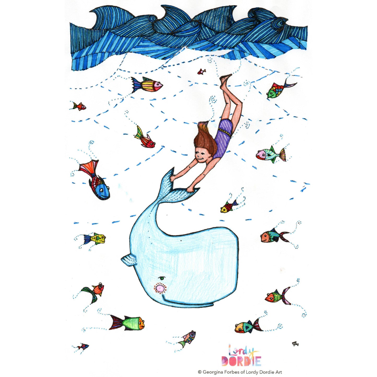 Underwater Adventures - FREE  A4 Colouring In Sheet PDF - Lordy Dordie Art