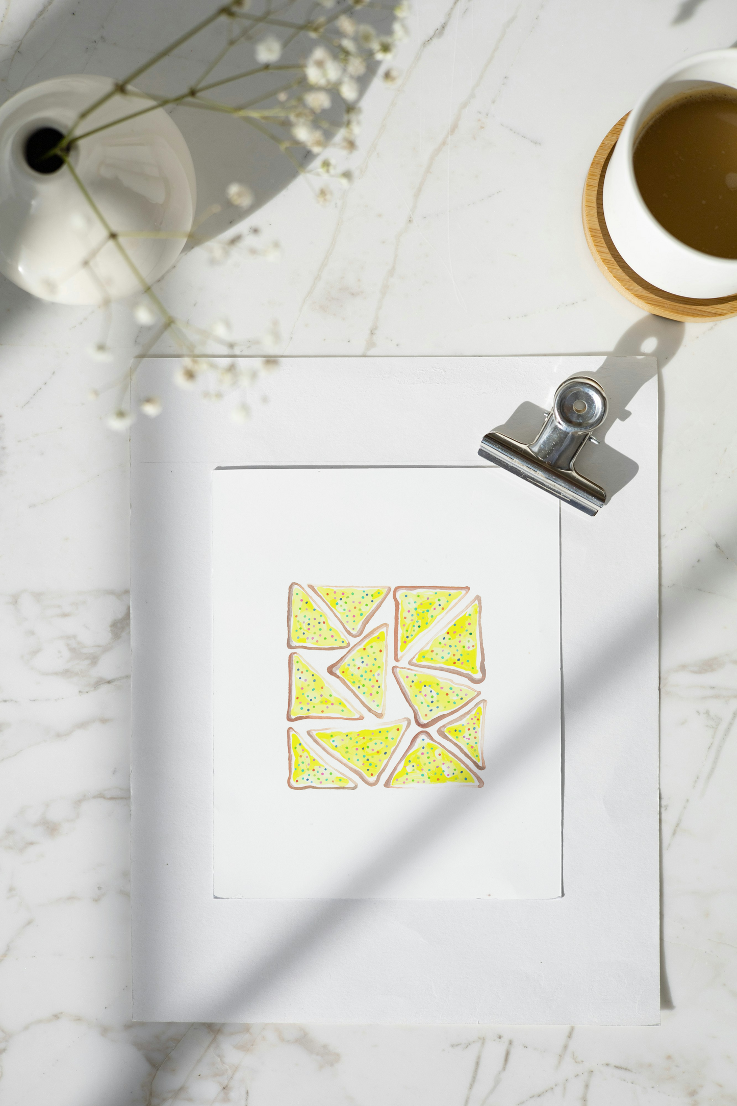 "Fairy Bread" Original Acrylic & Watercolour Artwork on Paper (Square: 21x21cm)
