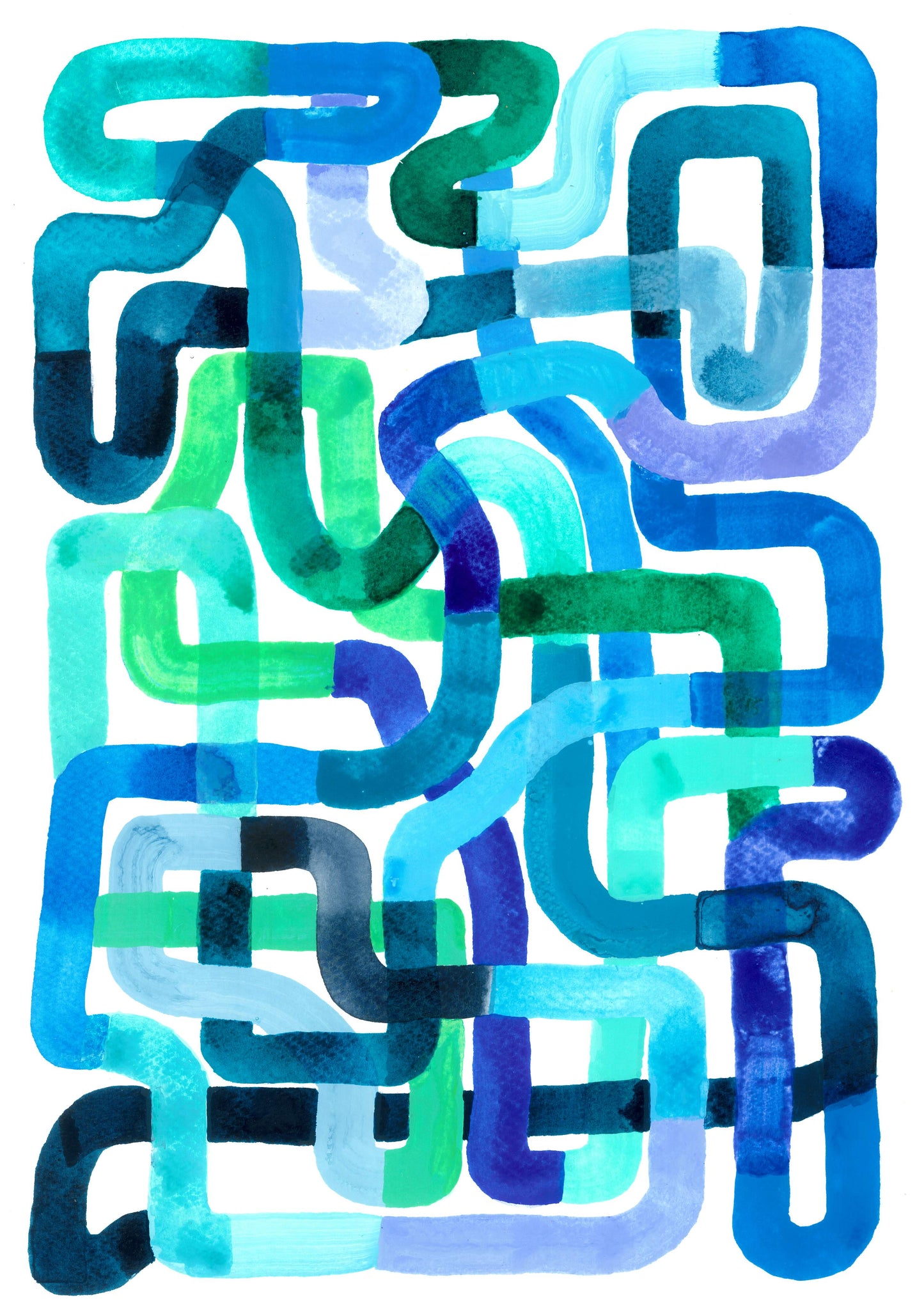 "Blue Skies" Original Acrylic & Watercolour Artwork on Paper (A4: 21x29.7 cm)
