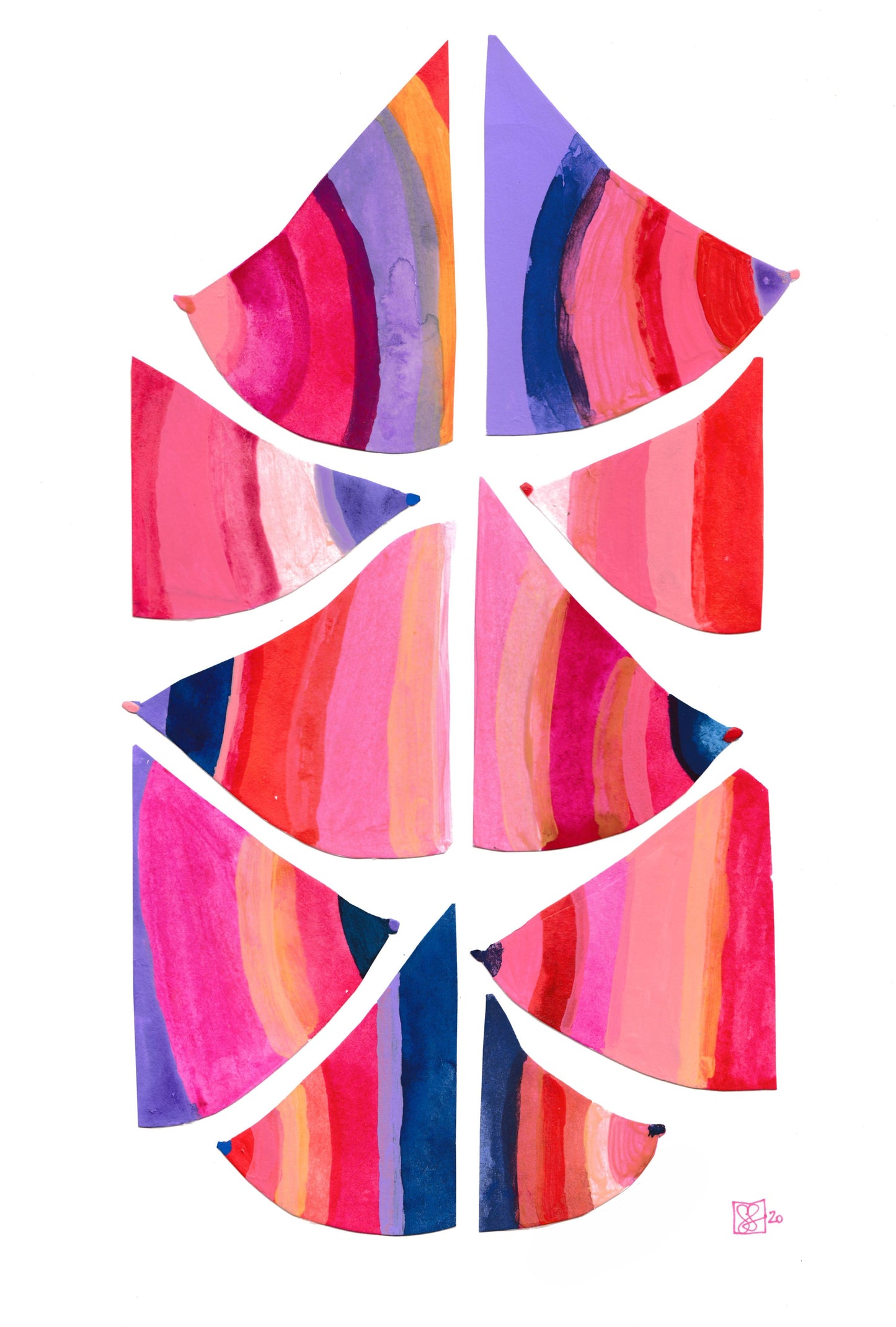 "Colourful Curves" Original Acrylic Artwork on Paper (A4: 21x29.7 cm)