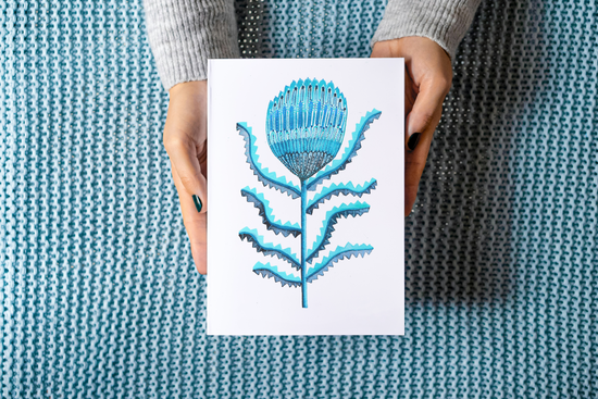 "Blue Waratah" Original Watercolour Artwork on Paper (A4: 21x29.7 cm)