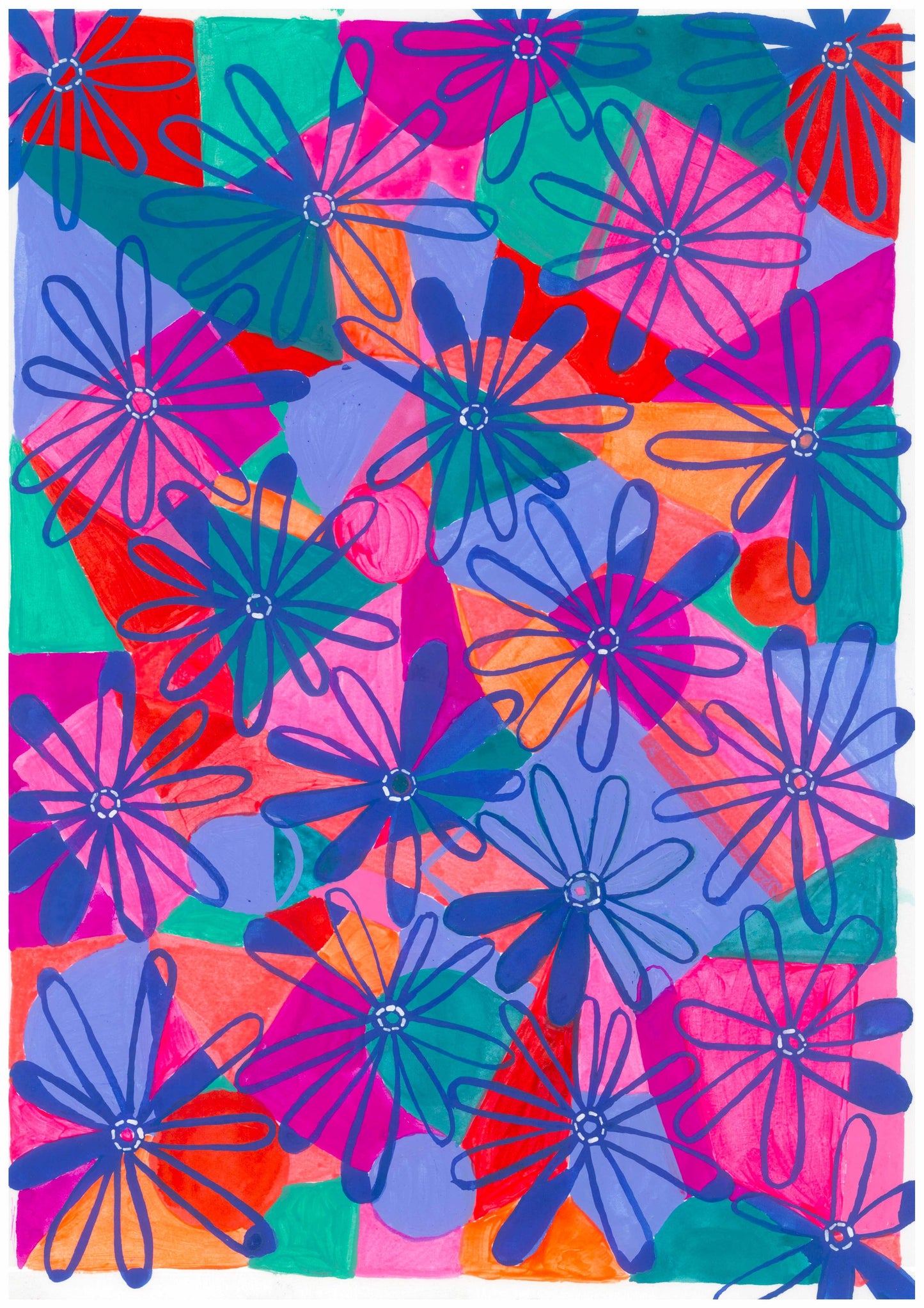 "Daisy Chains" Original Mixed Media Artwork on Paper (A4: 21x29.7 cm)