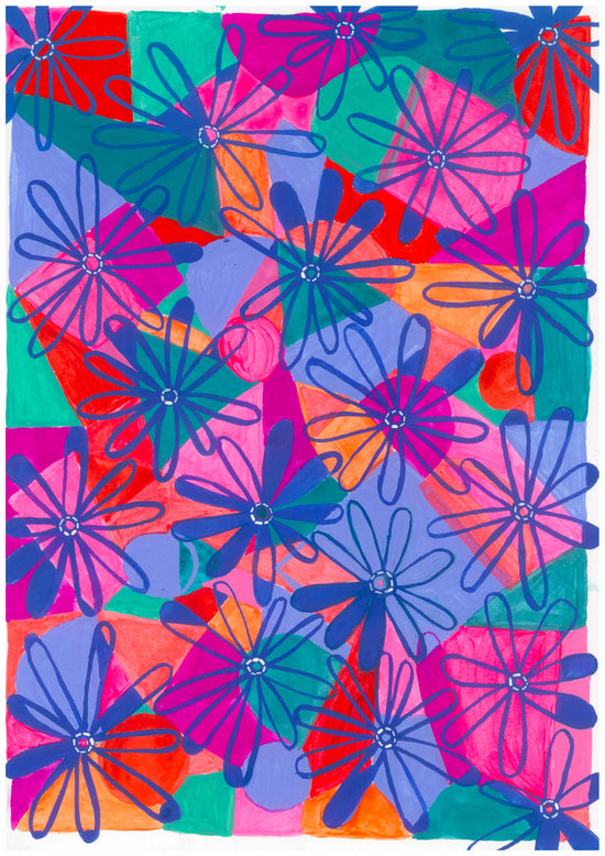 "Daisy Chains" Original Mixed Media Artwork on Paper (A4: 21x29.7 cm)