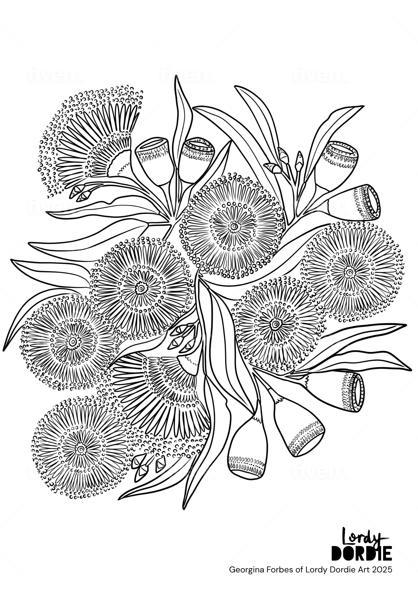 GUM BLOSSOMS Colouring-In Sheet (PDF Download)
