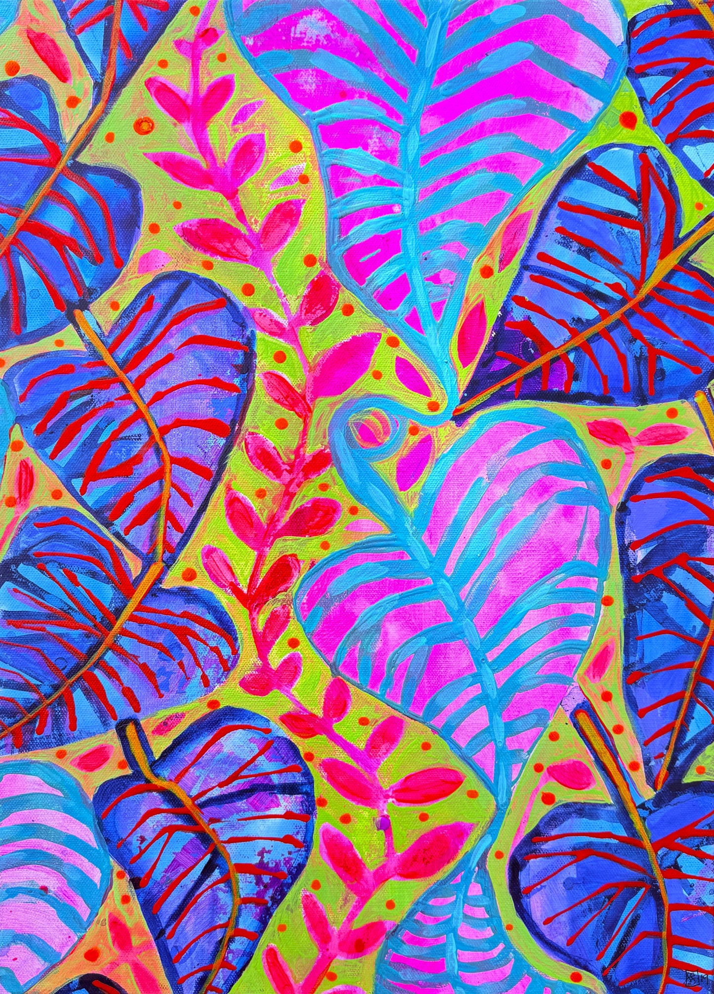 "Tropical Daydream" Wall Art - Original Acrylic Canvas Painting 2 of 3 (40cm wide X 55cm)