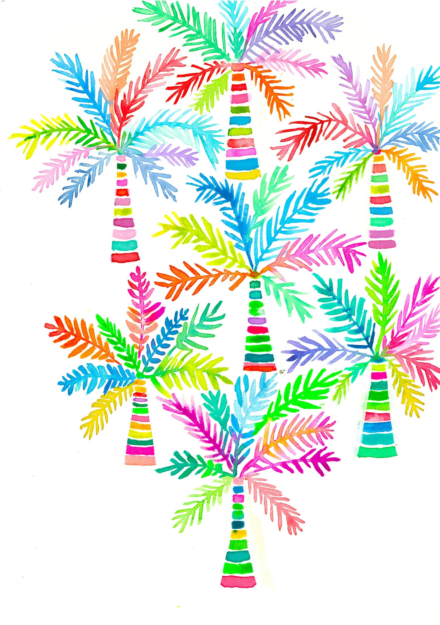 "Party Palms" Original Watercolour Artwork on Paper (A4: 21x29.7 cm)