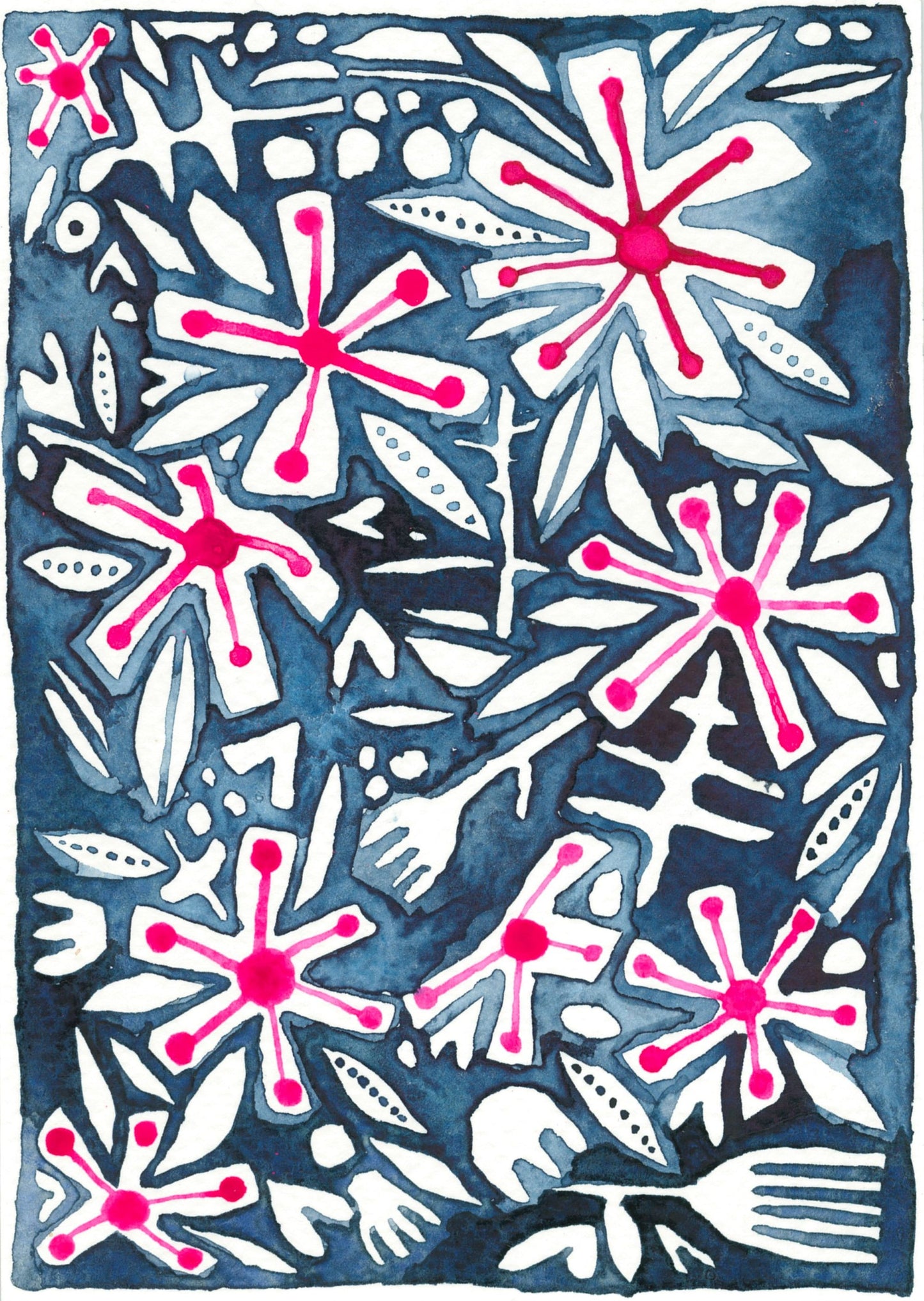"Island Time (Navy)" Original Watercolour Artwork on Paper (A6: 10.5x14.8cm)