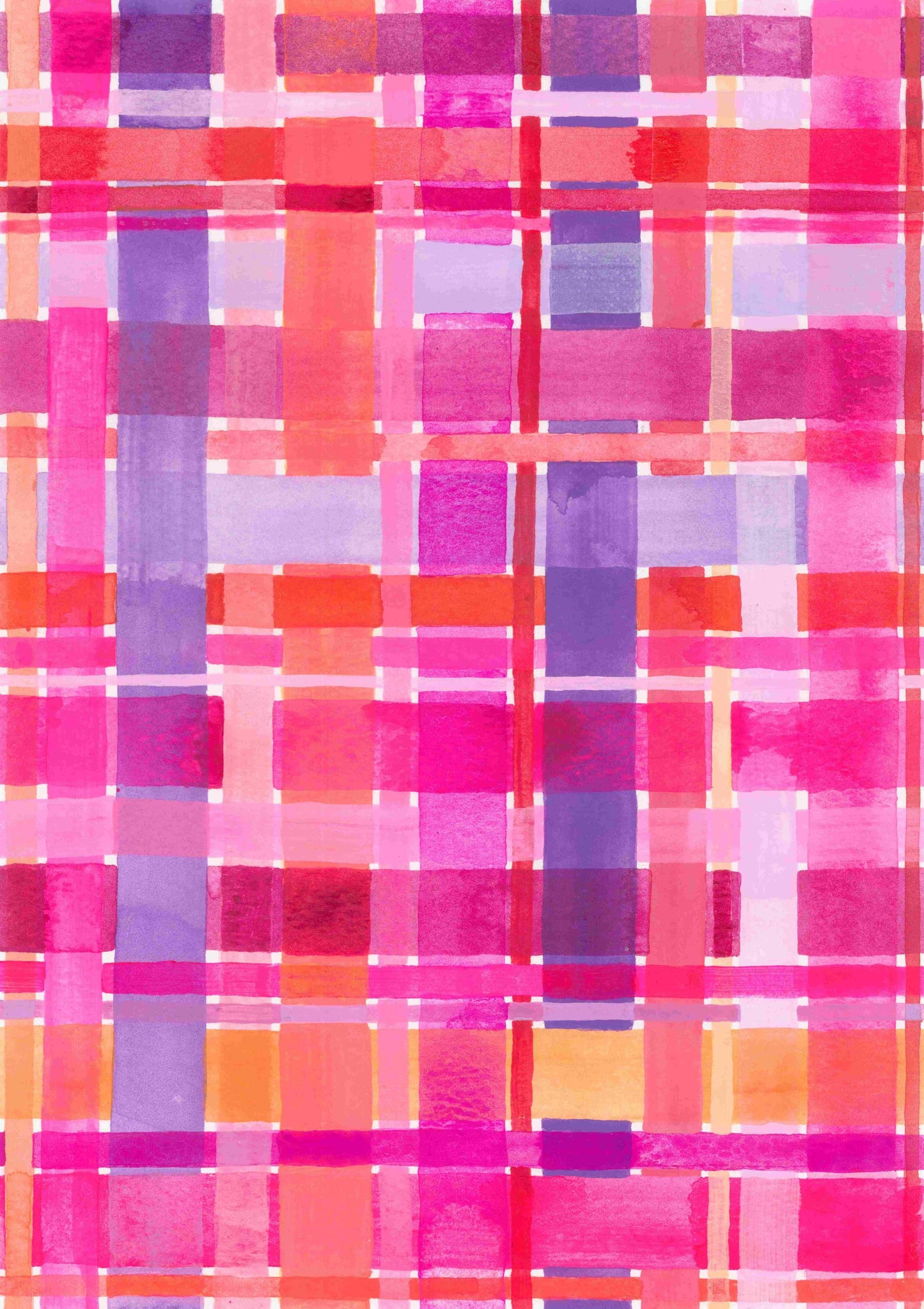 "Gingham Rose" Original Mixed Media Artwork on Paper (A4: 21x29.7 cm)