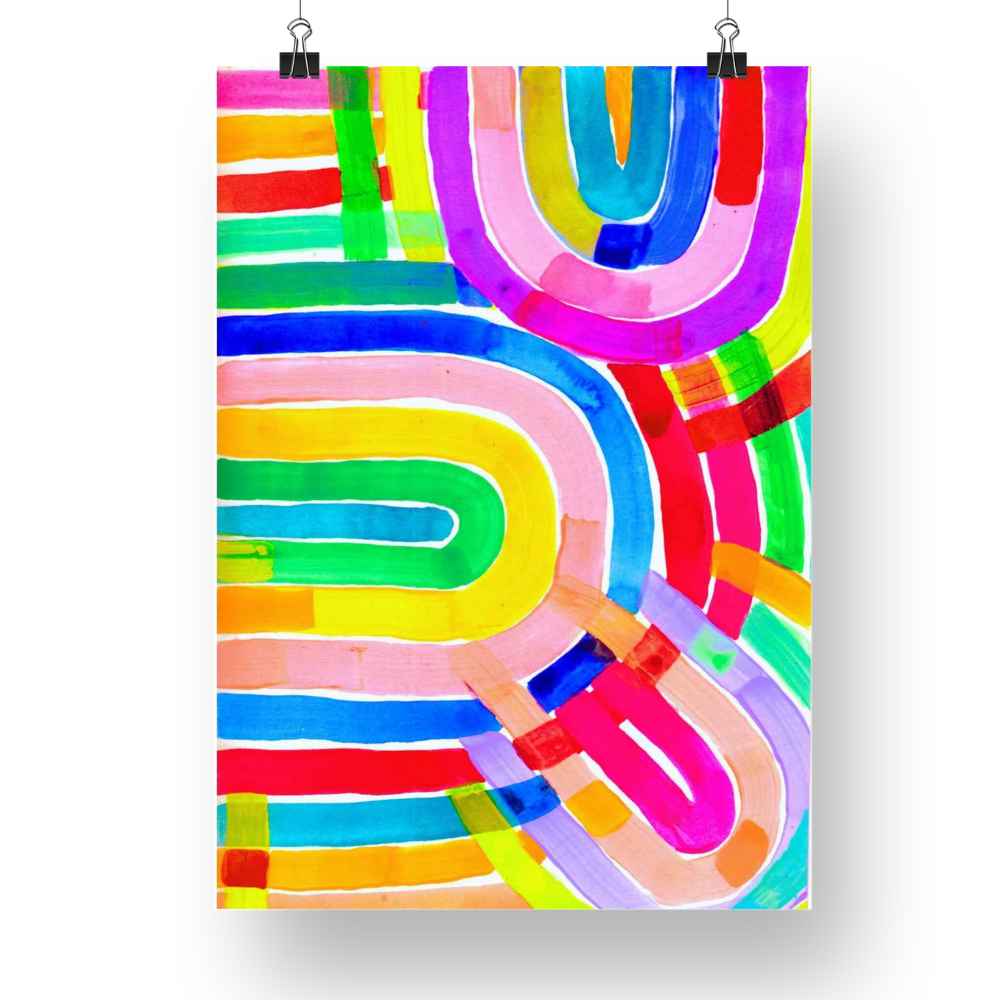 Colourful Australian Artwork for Sale| "Chasing Rainbows 2" Original Acrylic Artwork on Paper (A4: 21x29.7 cm)