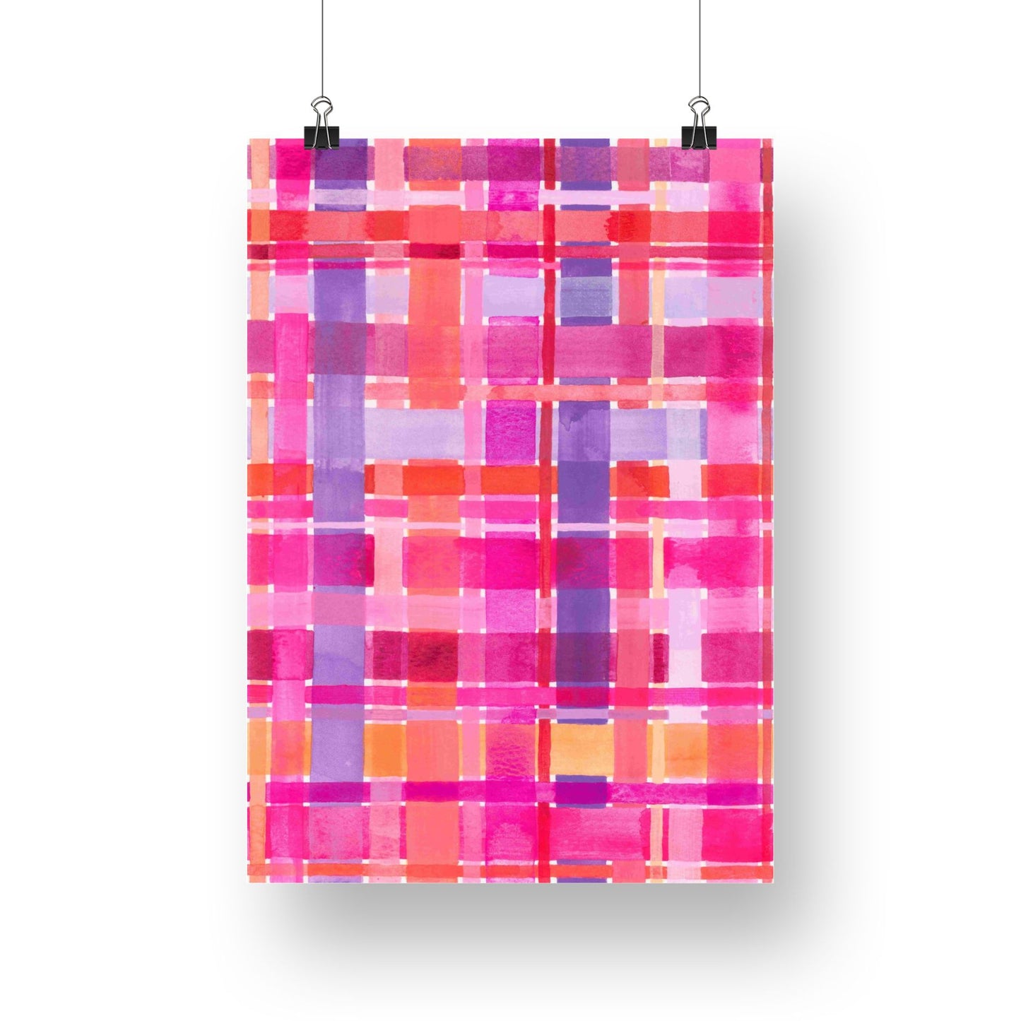 "Gingham Rose" Original Mixed Media Artwork on Paper (A4: 21x29.7 cm)