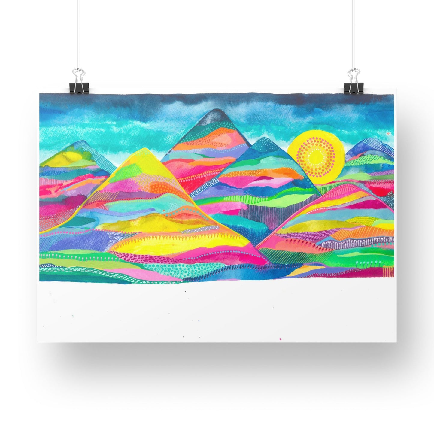 "Magic Mountains" Original Mixed Media Artwork on Paper (A4: 21x29.7 cm)