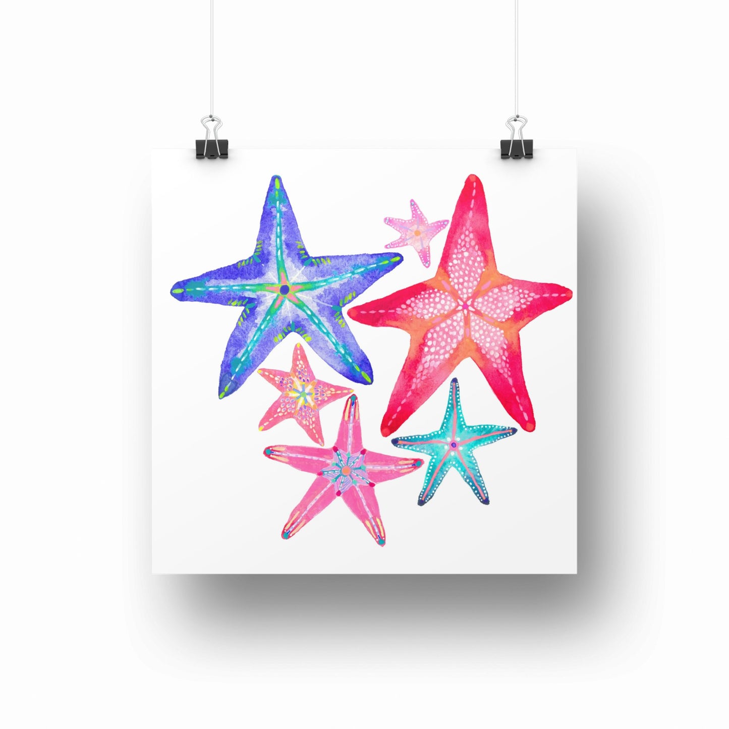 "Starfish" Original Watercolour Artwork on Paper (Square 20.5x20.5cm)