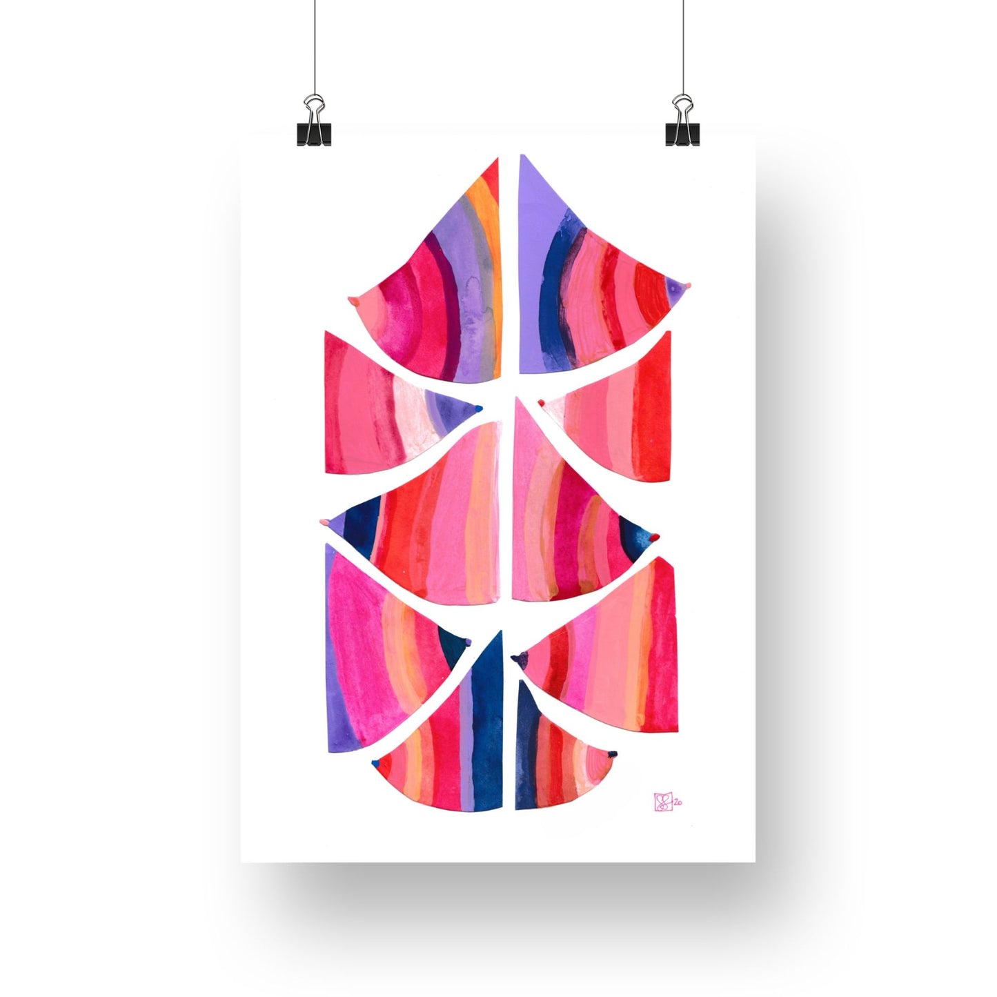 "Colourful Curves" Original Acrylic Artwork on Paper (A4: 21x29.7 cm)
